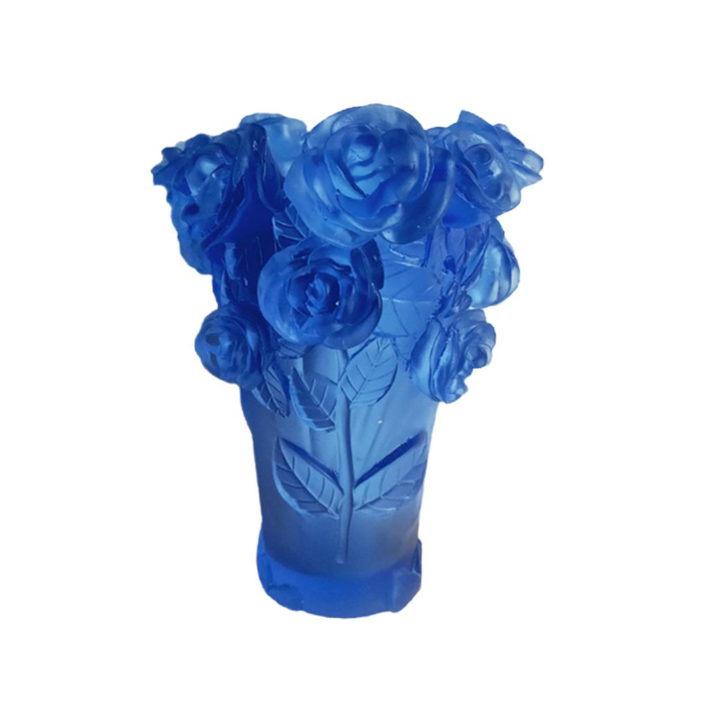 Crystal Vase Decorative Arrangement Elegant Handmade Artistic for Tabletop Blue