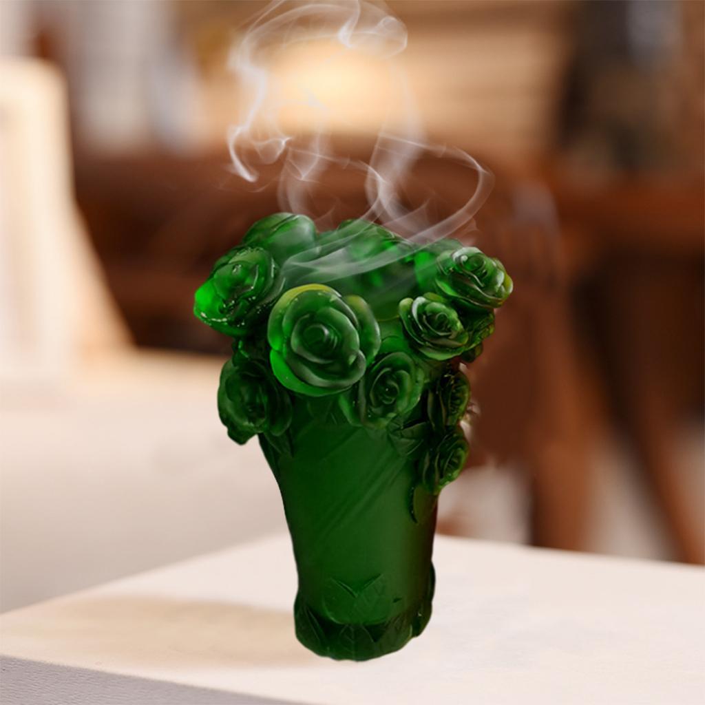 Crystal Vase Decorative Arrangement Elegant Handmade Artistic for Tabletop Green