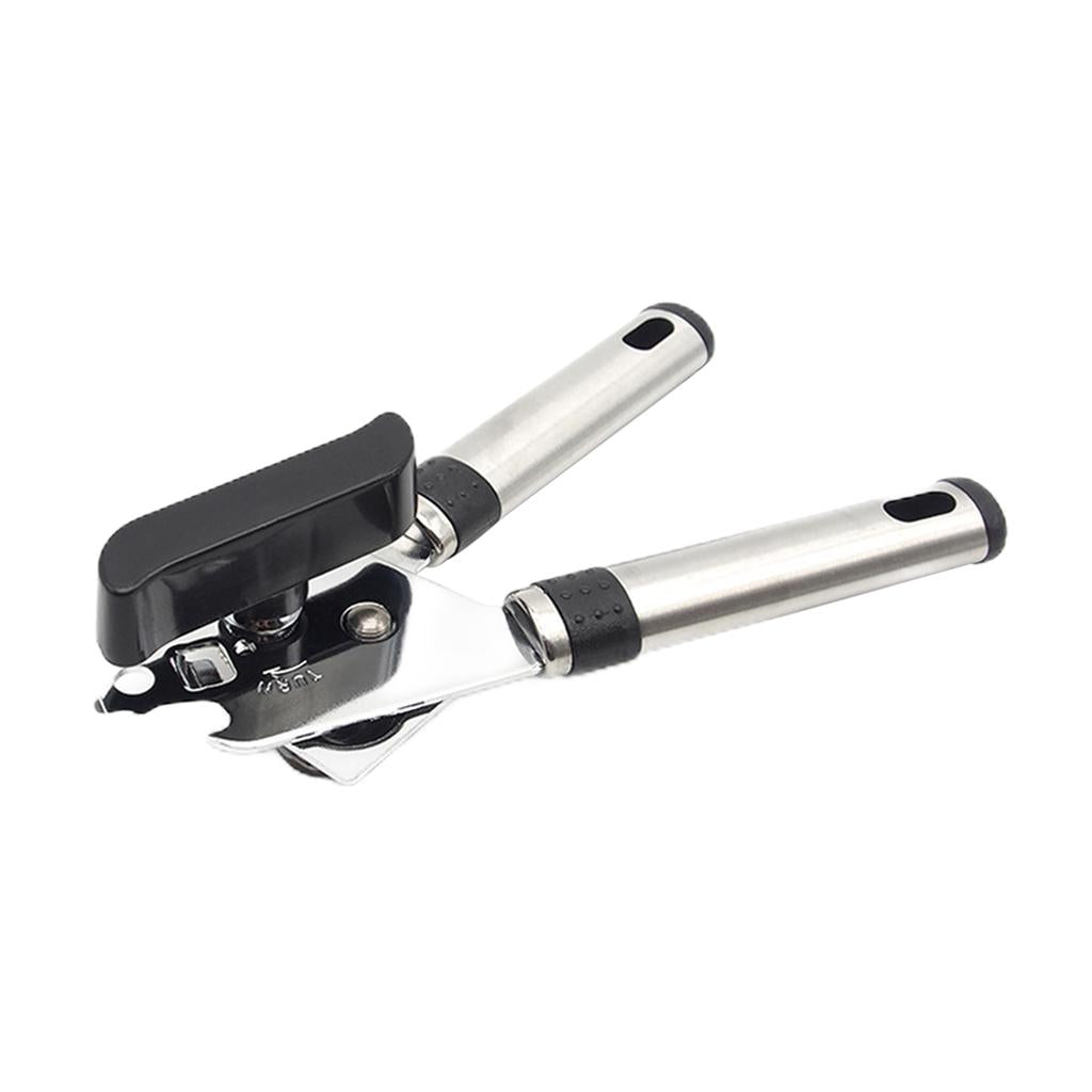 Stainless Steel Can Opener Bottle Opener Side Cut for Beer Jar Seniors black