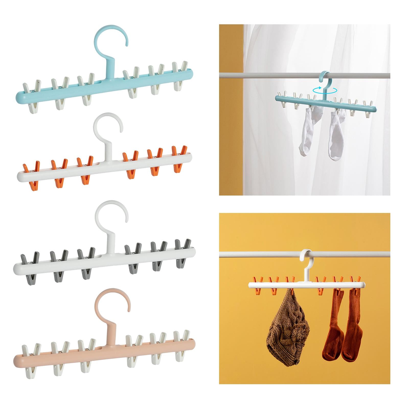 Rotatable Clothes Hanger Organizer Anti-Skid for Scarf Closet Wardrobe White orange