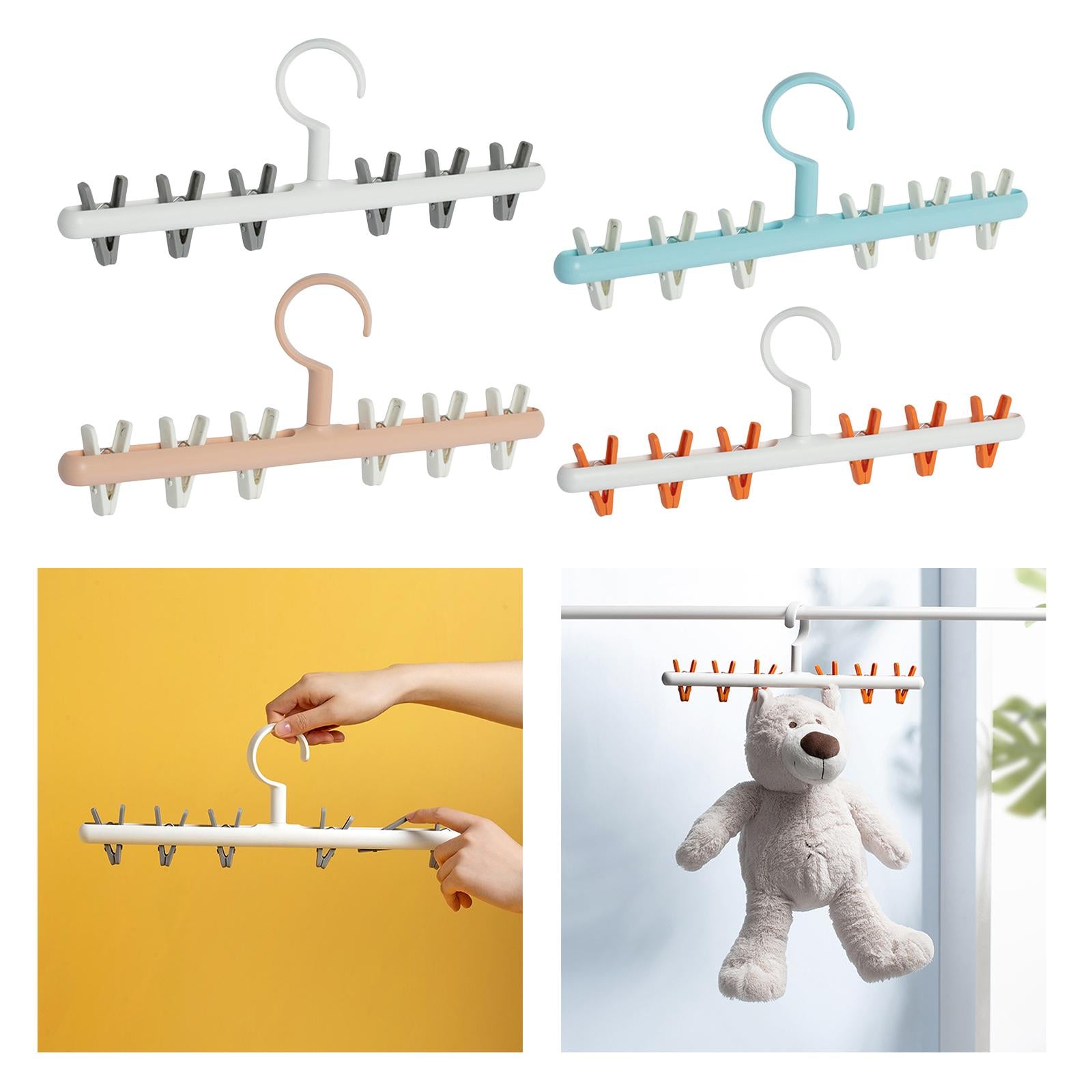 Rotatable Clothes Hanger Organizer Anti-Skid for Scarf Closet Wardrobe White orange