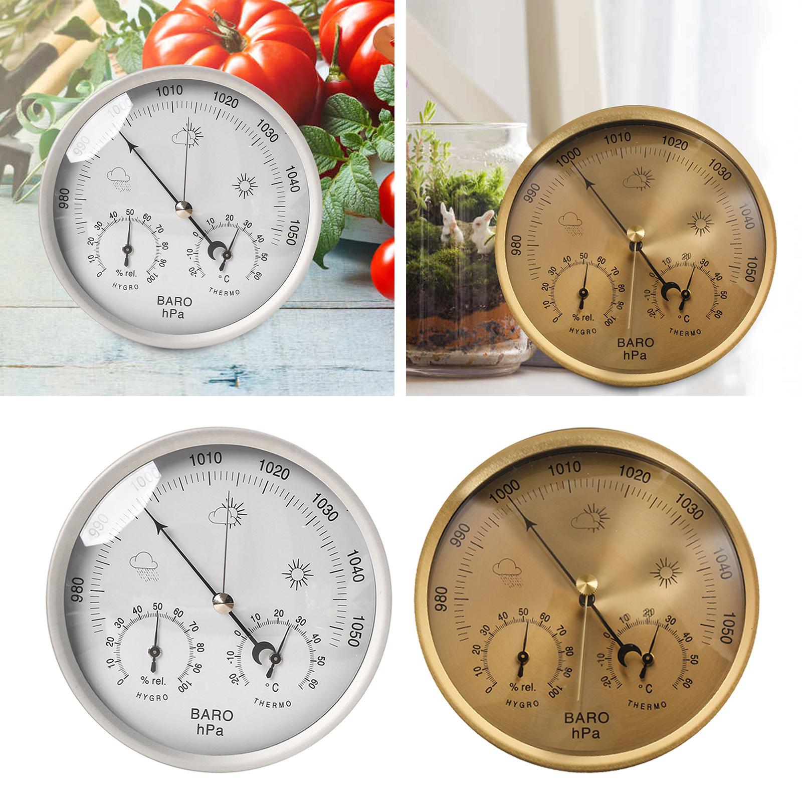 3-In-1 Barometer Analog Dial No Battery Round for Indoor Outdoor gold