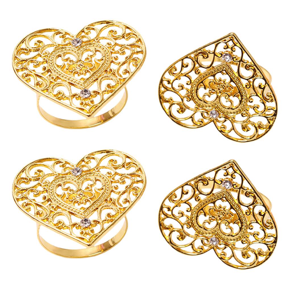4 Pieces Napkin Rings 3.7cm Diameter Heart for Banquet Accessories Easter