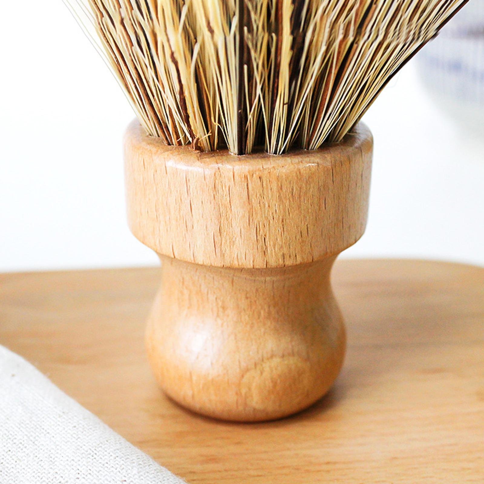 Cleaning Brush Wooden Round Short for Coffee Espresso Machine Pot Pan Brown