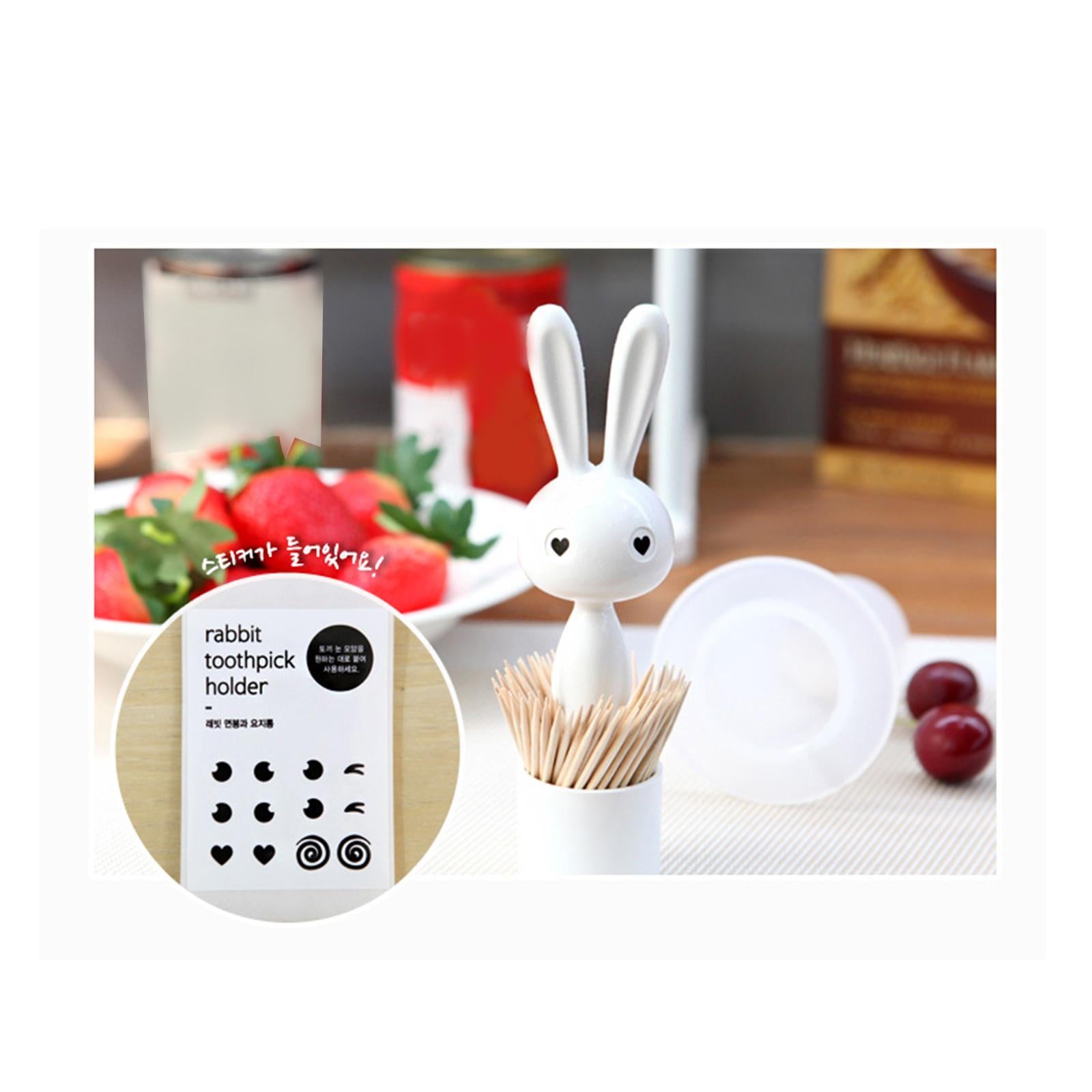 Cute Toothpick Dispensers Plastic Decorative Cartoon for Home white
