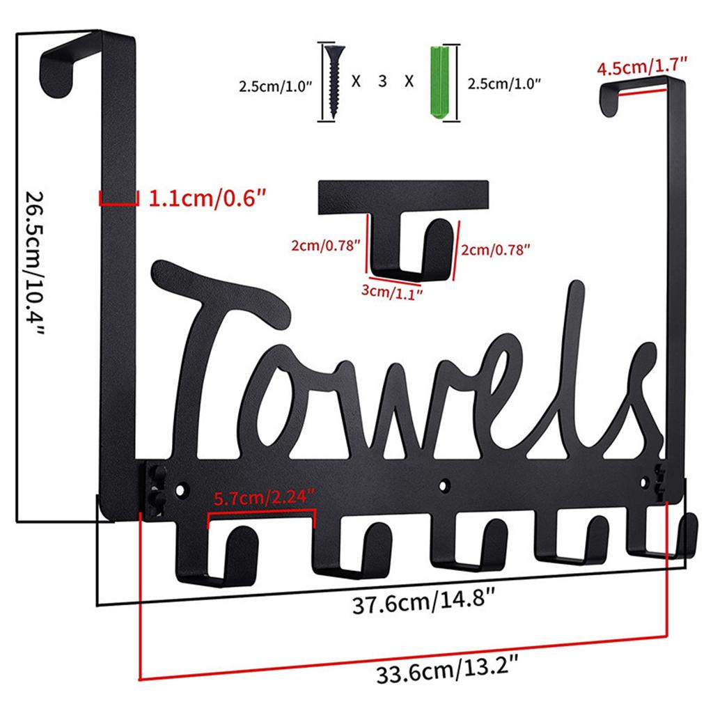 Door Hook Shower Towel Hooks Door Hanger Hook for Entryway Black
