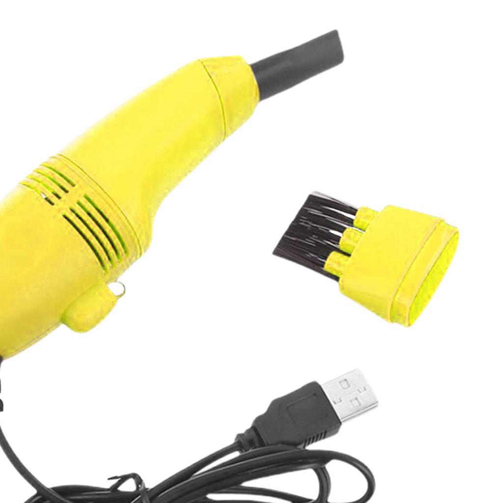 Mini Table Dust Sweeper Dust Collector Brush for Car PC Camera Pet Hairs Yellow