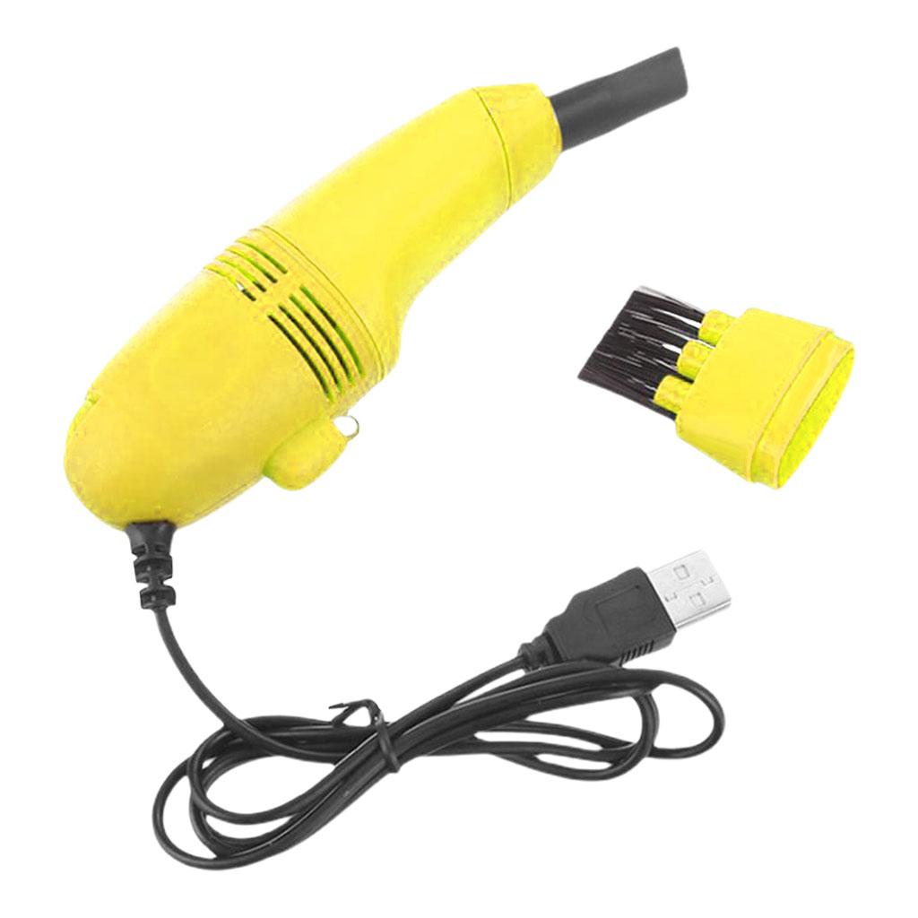 Mini Table Dust Sweeper Dust Collector Brush for Car PC Camera Pet Hairs Yellow