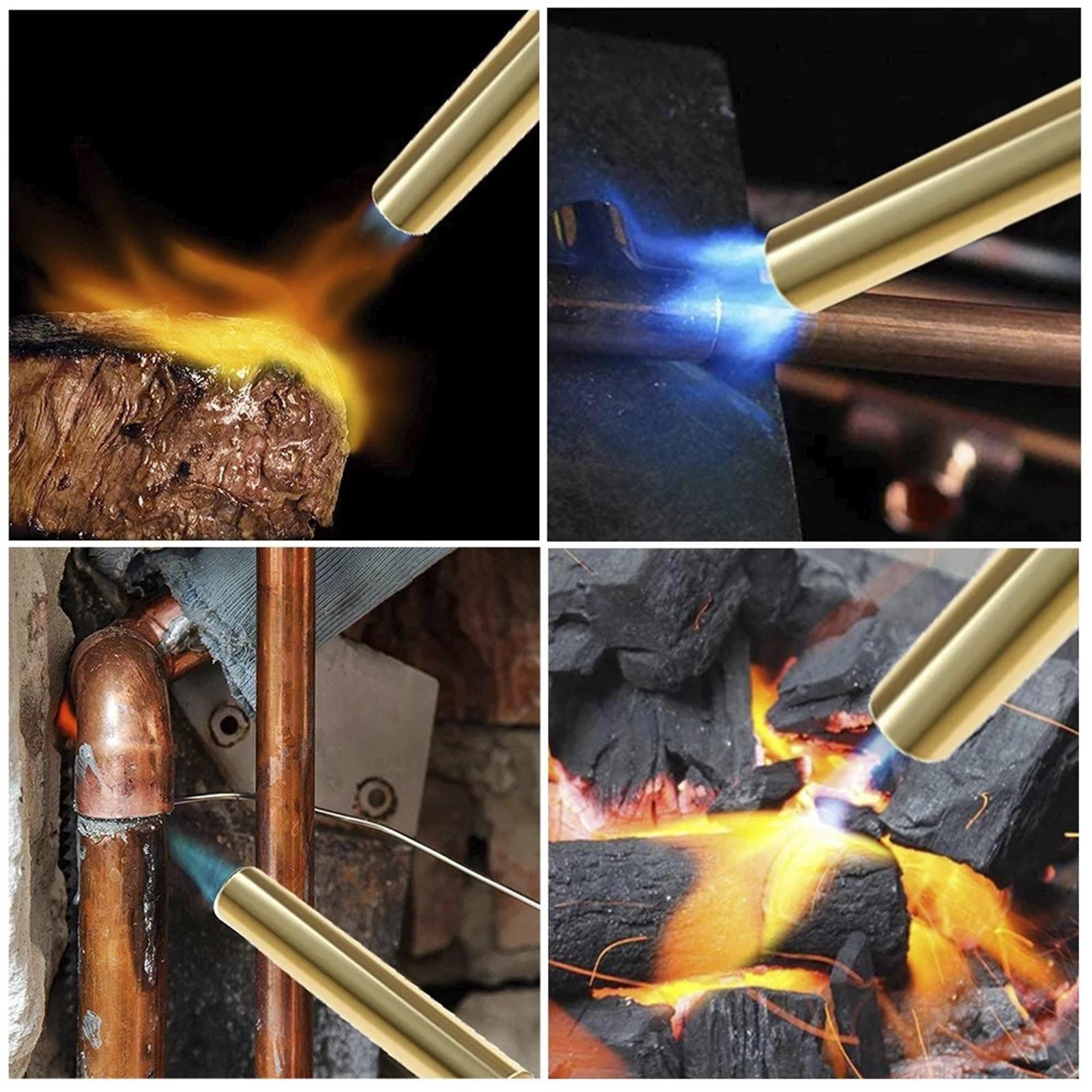 Butane Burner Brazing W/ Fan Booster Backpacking Brass for Party Garden Single Tube Silver