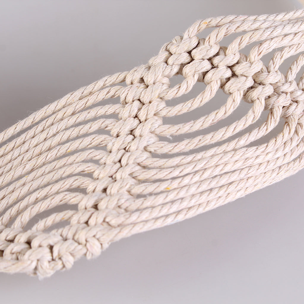 Women Bohemian Chain Knitted Belt Tassels Waistband Dress decorate White