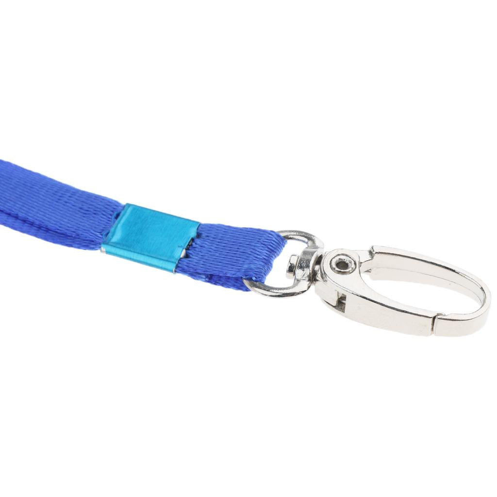 Polyester Neck Strap Lanyard with Clips for ID Cards Badges Key Chains Blue