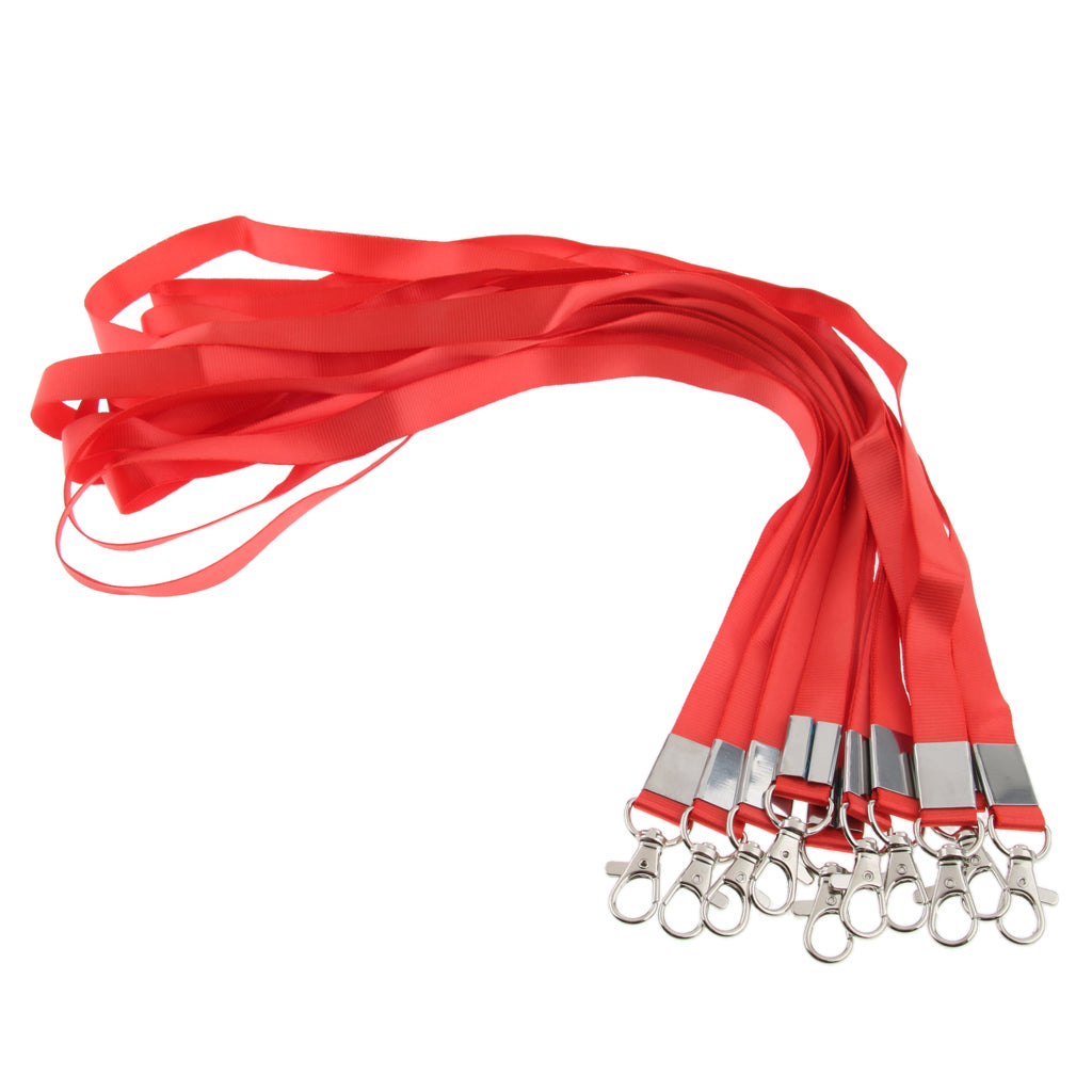 10pcs Metal Lobster Clasp Lanyard ID Badge Key Holder Neck Straps Red