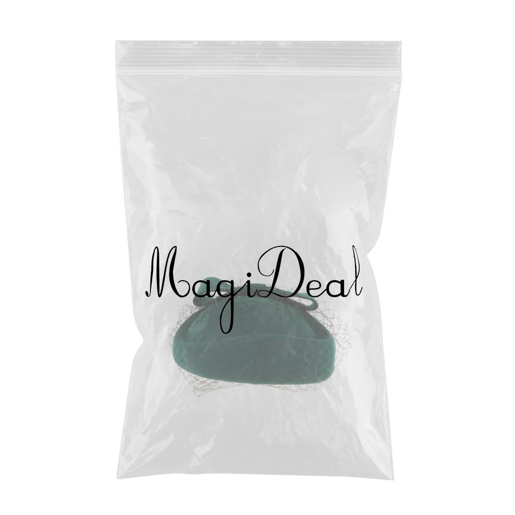 Pillbox Hat Wedding Hat with Veil Vintage Bow Fascinator Hats for Women Green