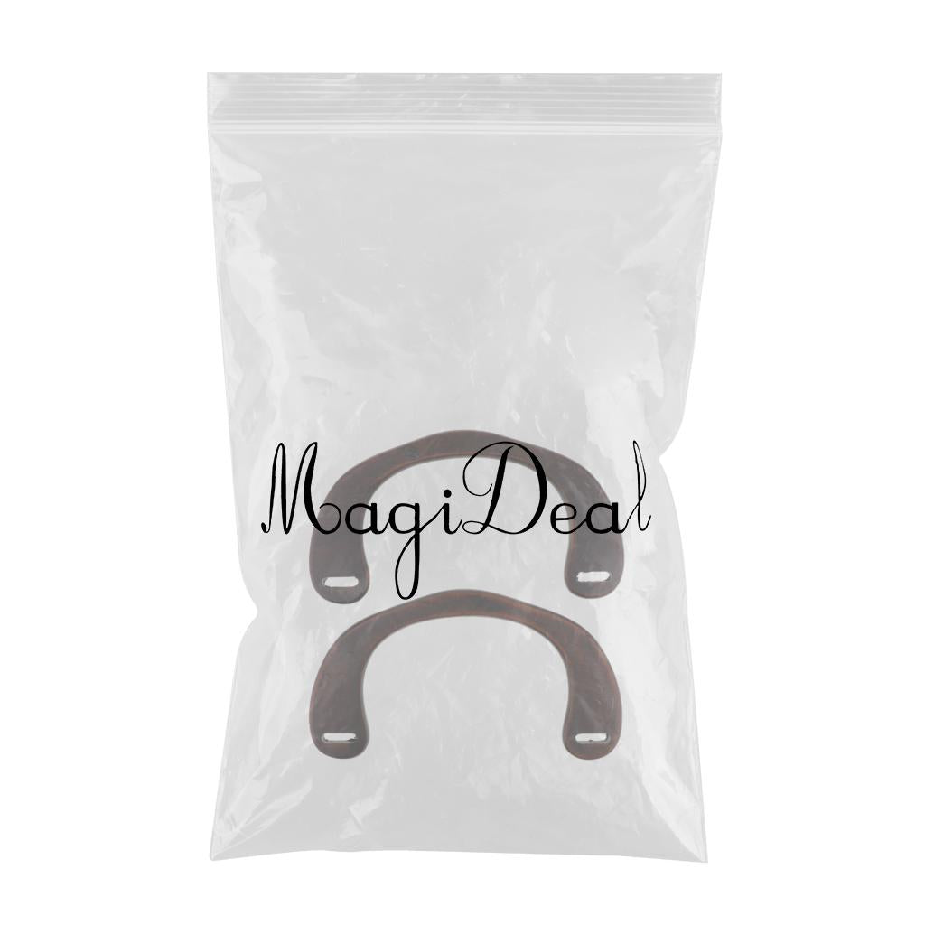 2Pack Wooden U Shaped Bag Handle Replacement for Handmade Bag Purse Coffee