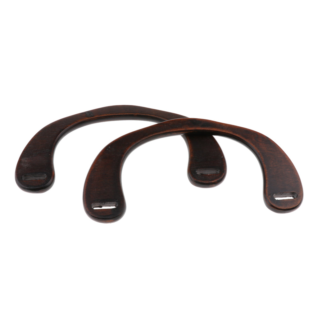2Pack Wooden U Shaped Bag Handle Replacement for Handmade Bag Purse Coffee