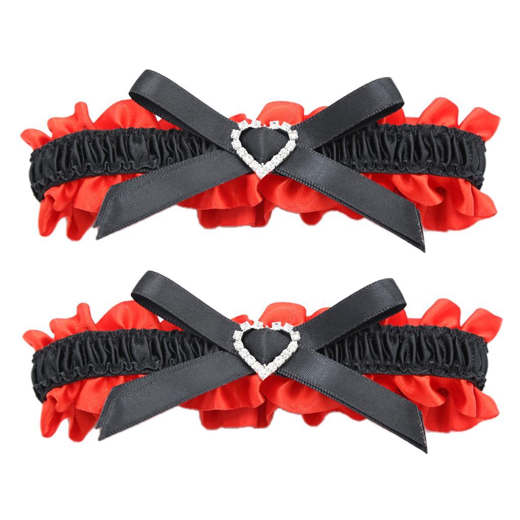 1 Pair Womens Love Heart Bows Leg Garter Belt Rings