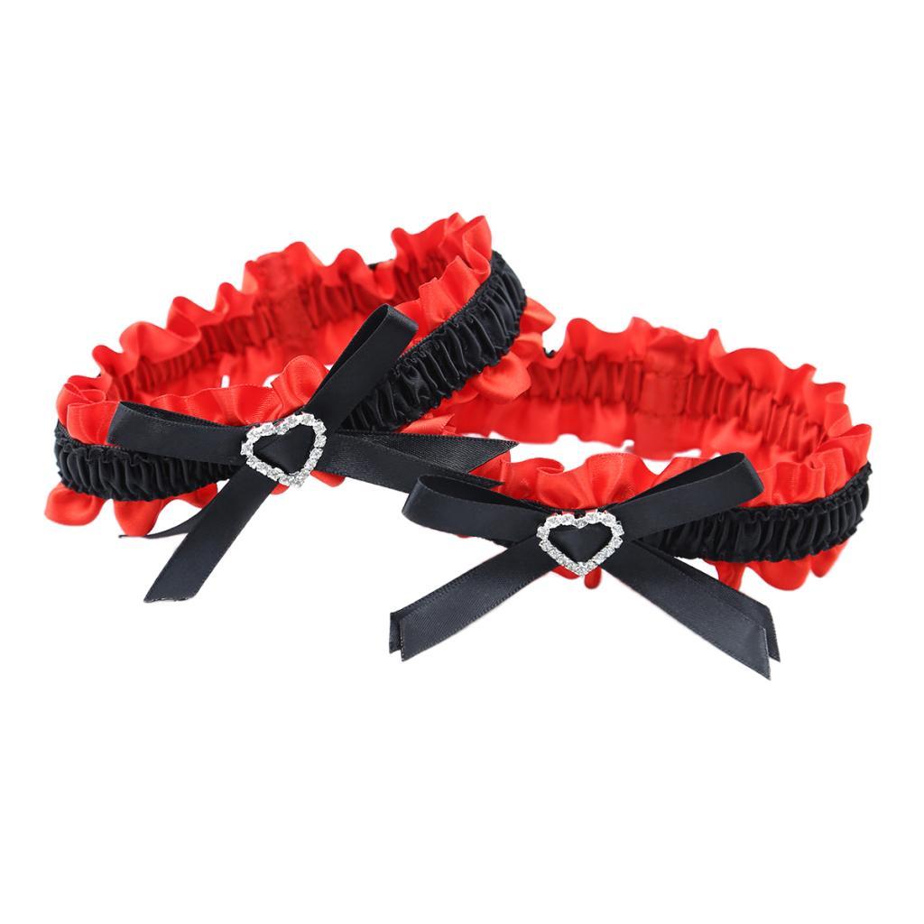 1 Pair Womens Love Heart Bows Leg Garter Belt Rings