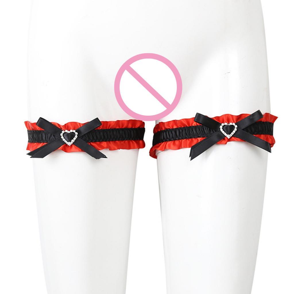 1 Pair Womens Love Heart Bows Leg Garter Belt Rings