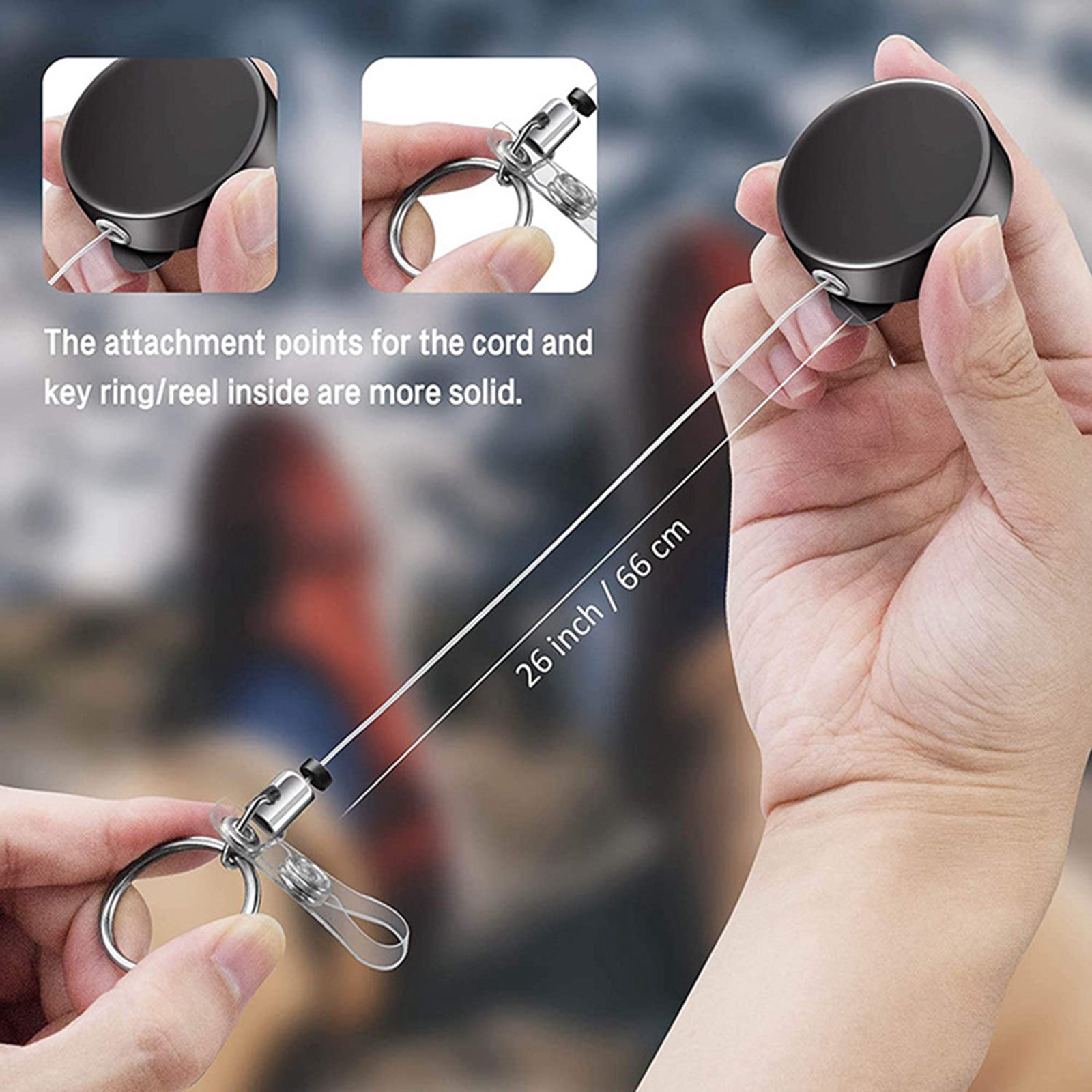 3x Badge Reel Pull Keychain Retractable ID Holder Card Identity Clips