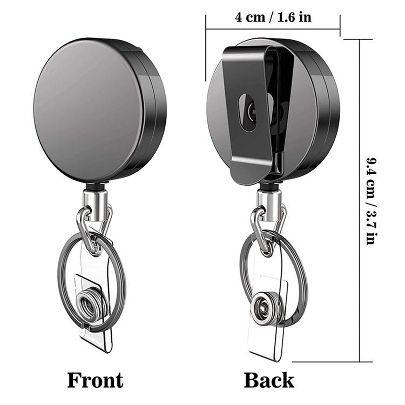 3x Badge Reel Pull Keychain Retractable ID Holder Card Identity Clips
