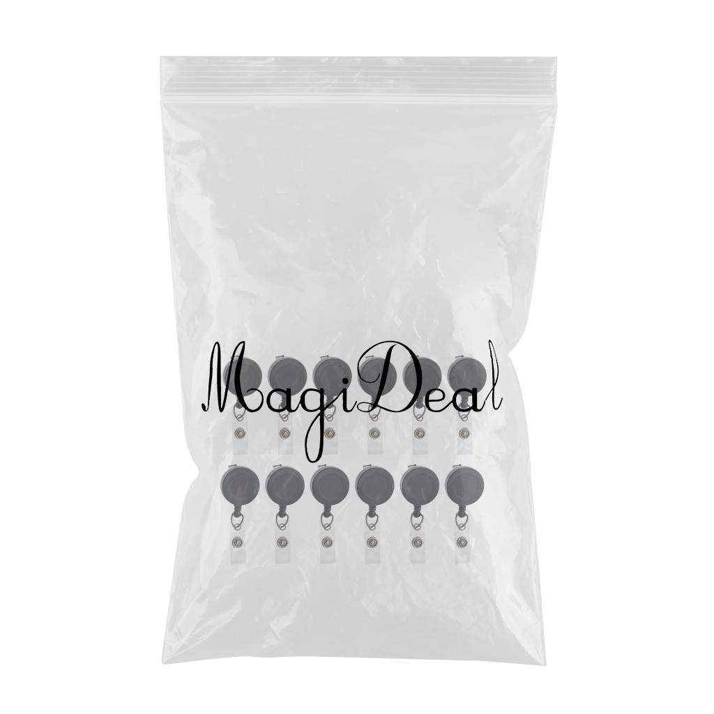 12pcs/Set Retractable Name Tag ID Badge Holder Reel 3D Nurse Gift Black