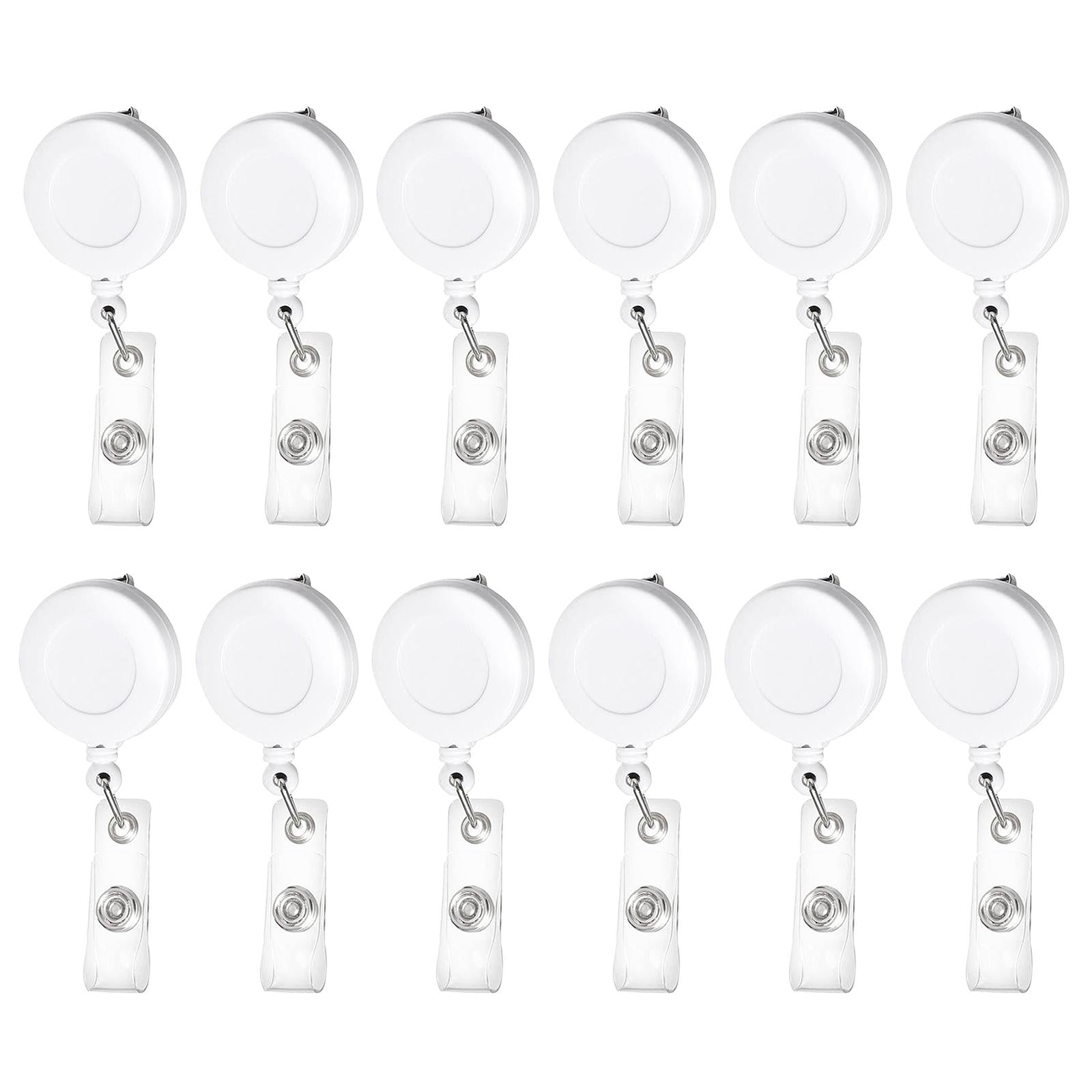 12pcs/Set Retractable Name Tag ID Badge Holder Reel 3D Nurse Gift White