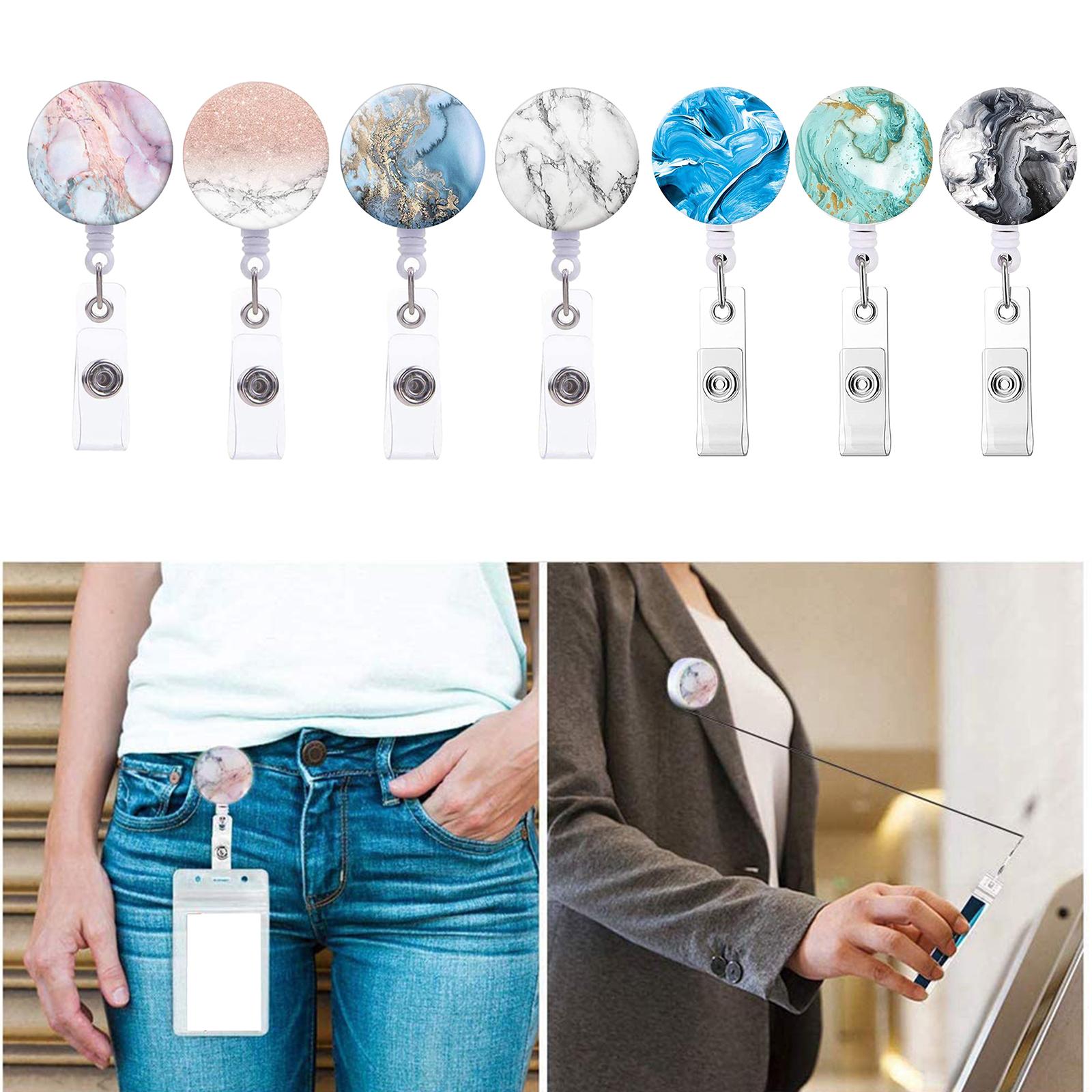 Badge Reel Pull Keychain Retractable ID Holders Card Identity Clips 3pcs A