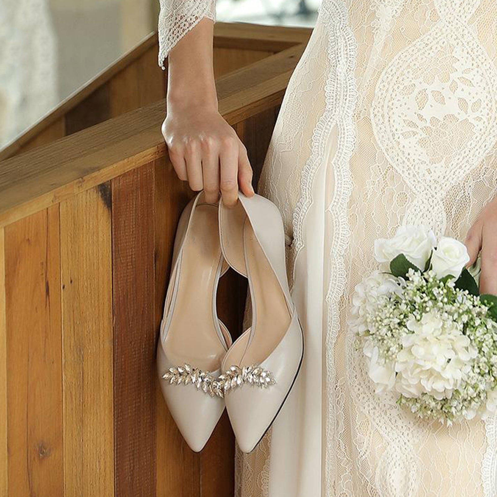 Rhinestone Bridal Shoe Clips Applique Patch with Beaded Crystal Decoration