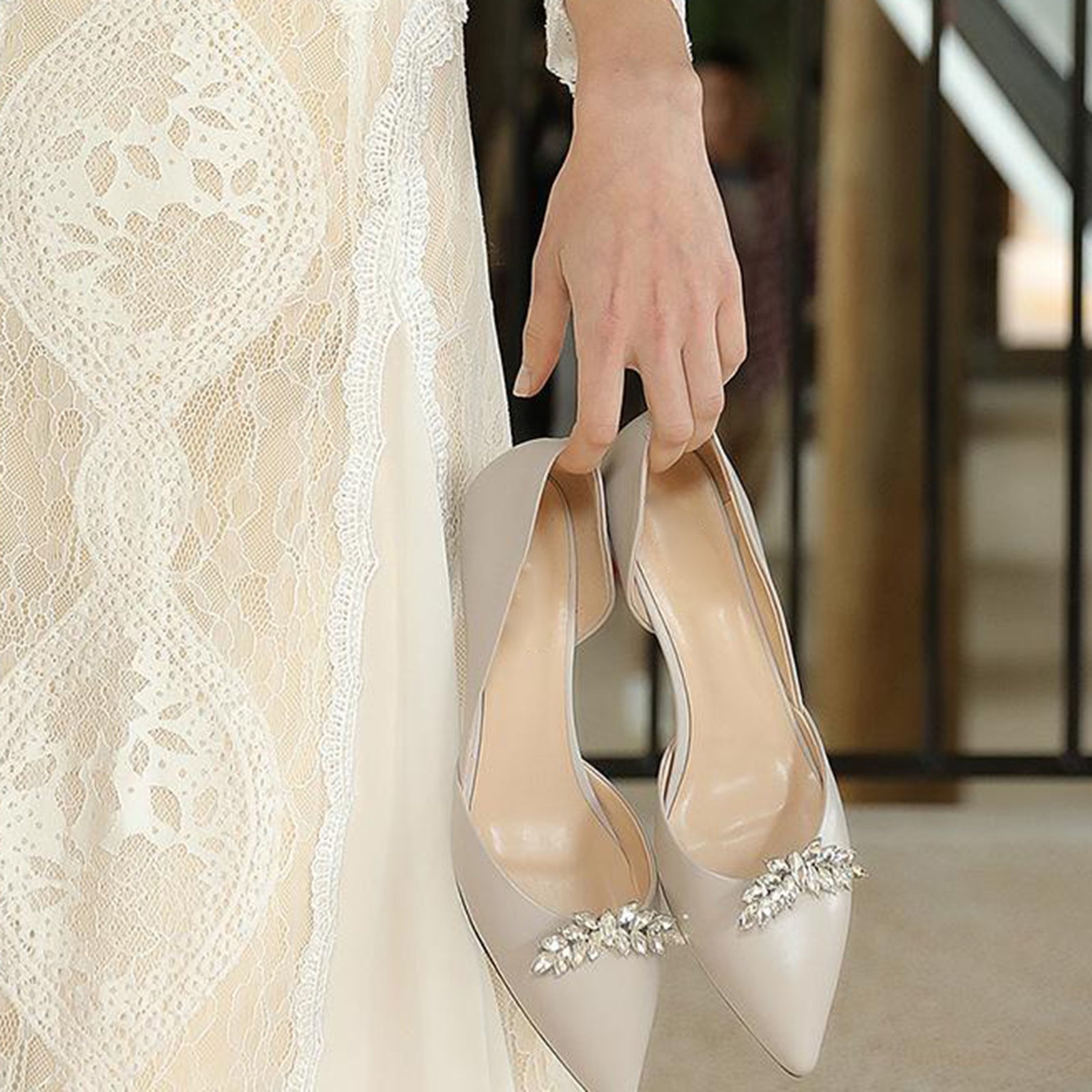 Rhinestone Bridal Shoe Clips Applique Patch with Beaded Crystal Decoration