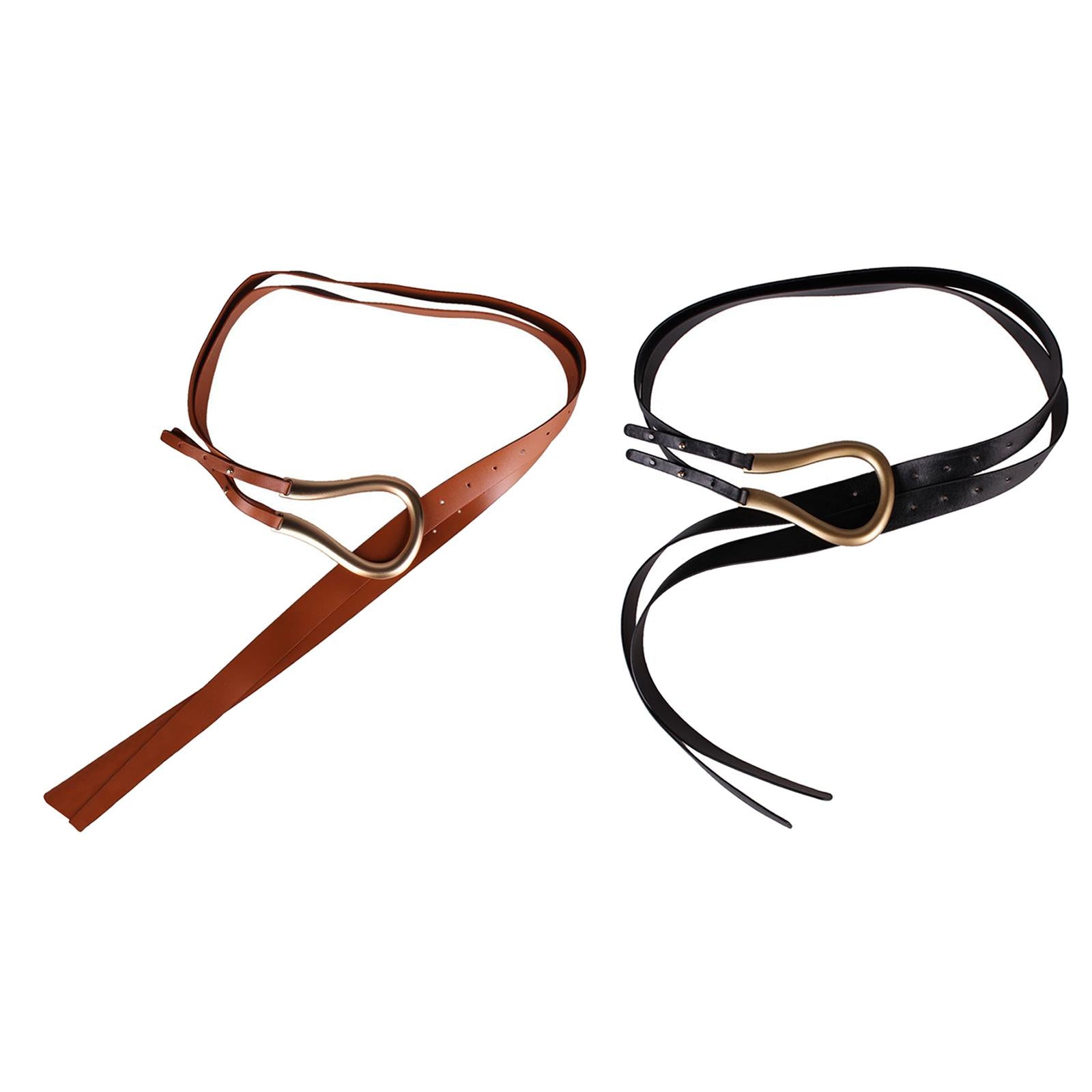 Women PU Leather Belt Waistband for Trench Coat Overcoat Jacket Black
