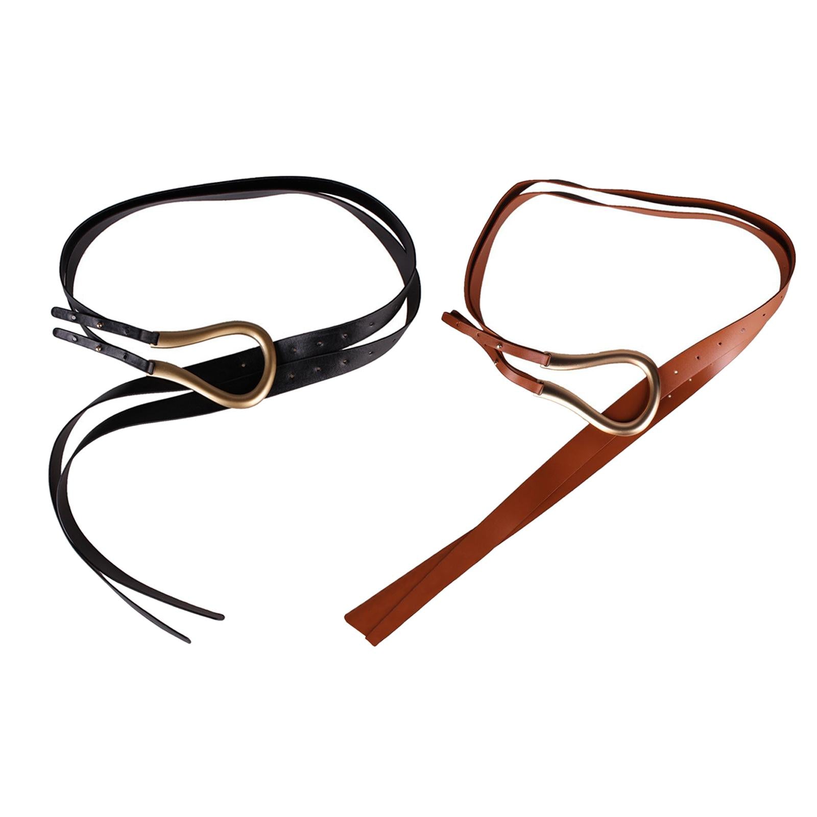 Women PU Leather Belt Waistband for Trench Coat Overcoat Jacket Black