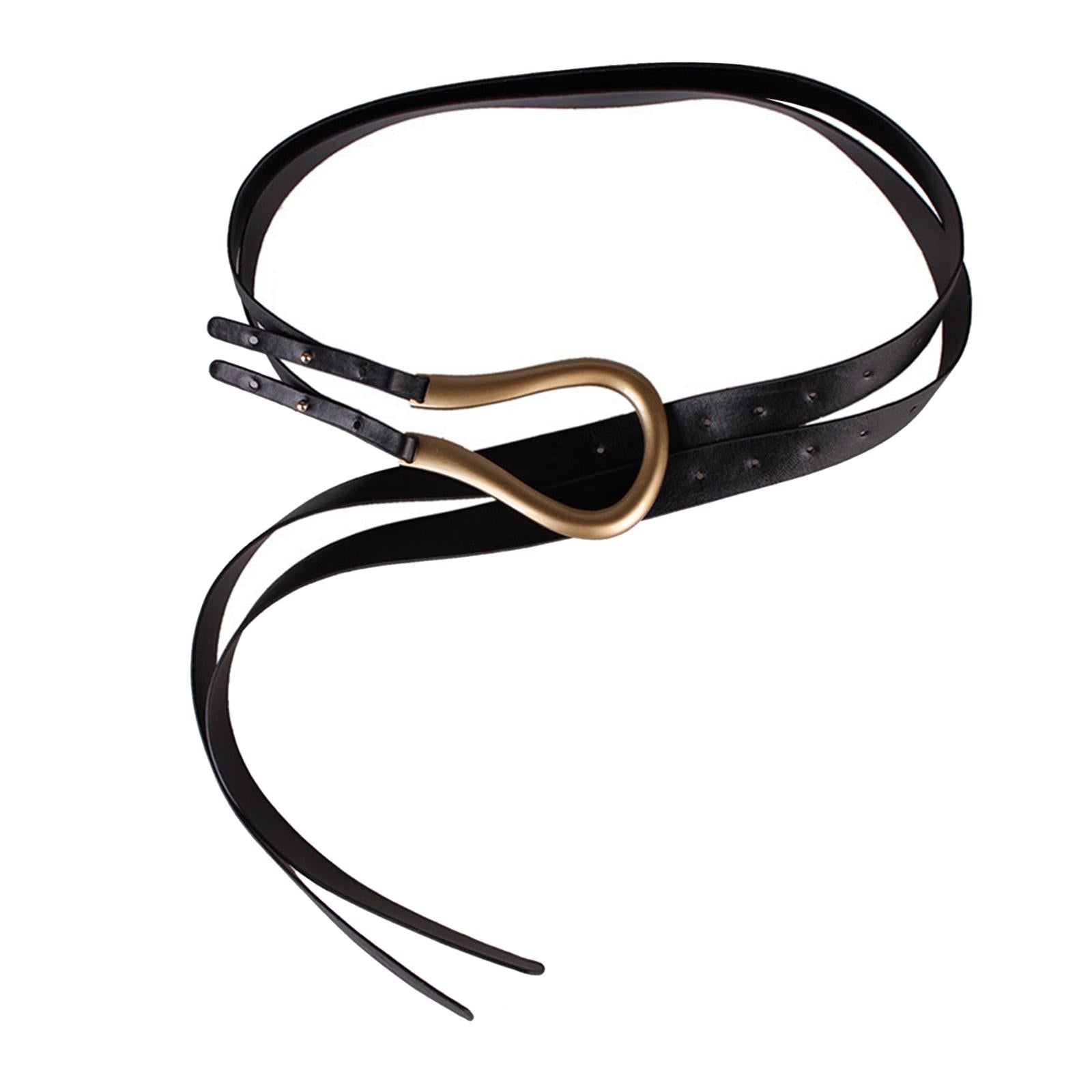 Women PU Leather Belt Waistband for Trench Coat Overcoat Jacket Black