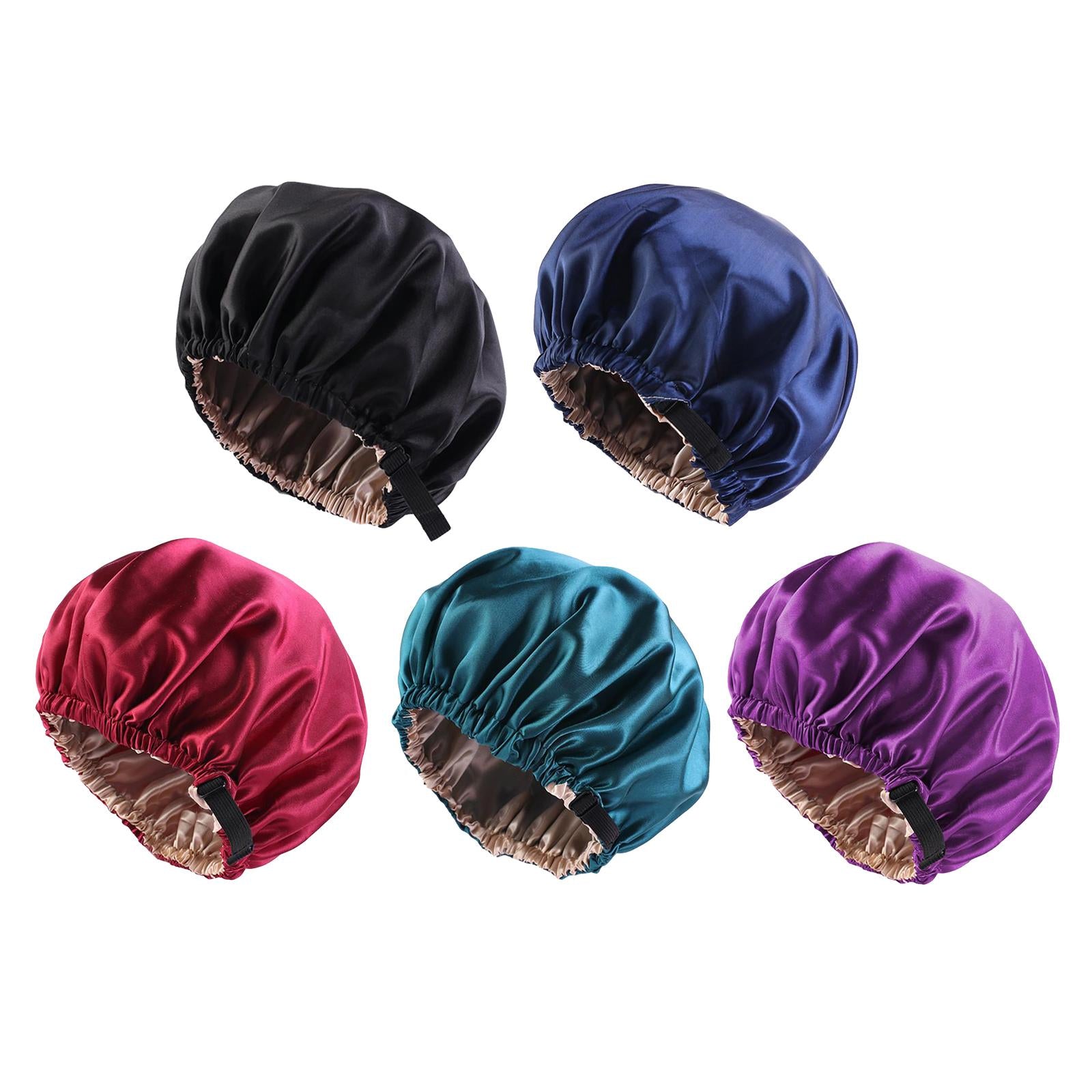 Satin Silk Bonnet Night Sleeping Cap Hat For Curly Natural Hair Black