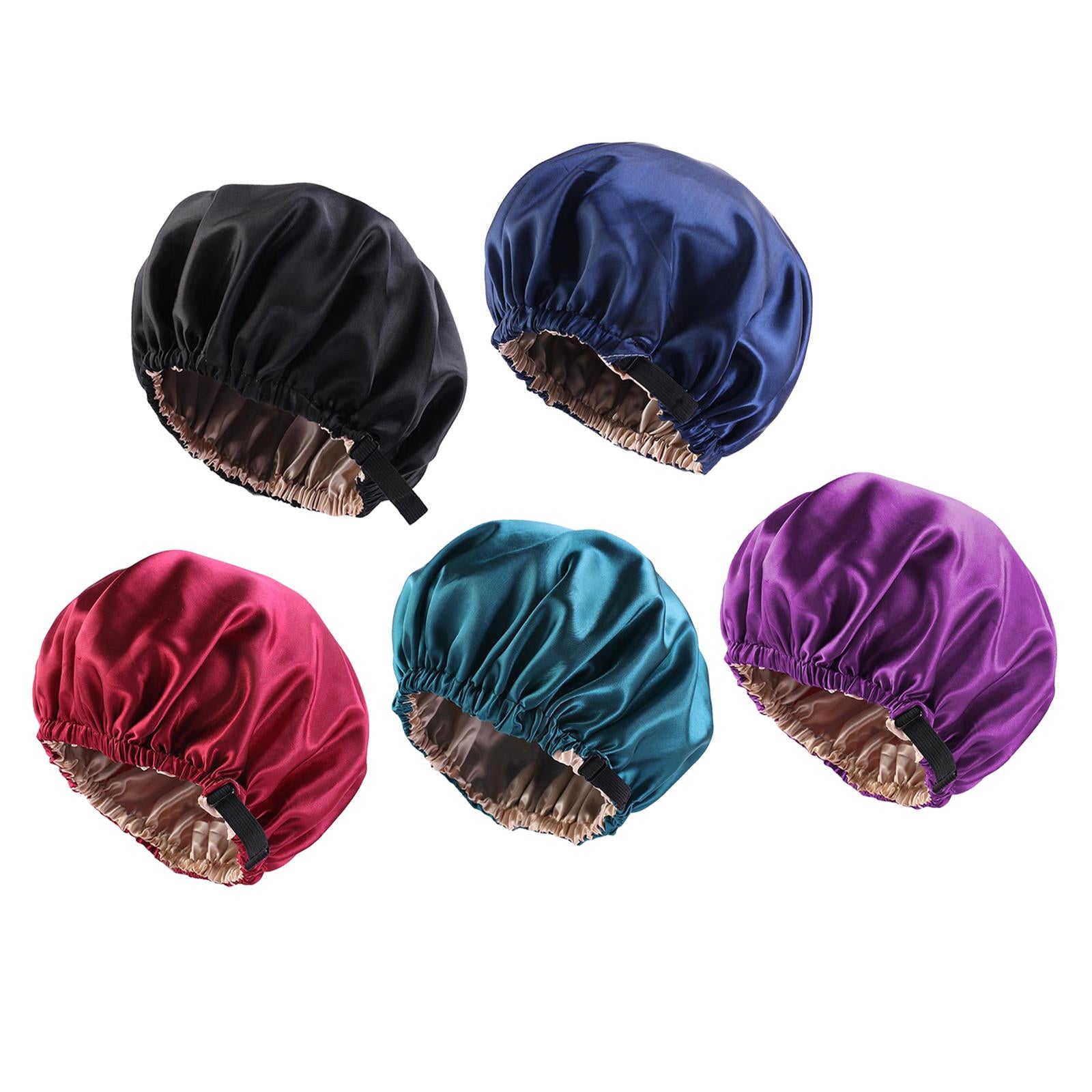 Satin Silk Bonnet Night Sleeping Cap Hat For Curly Natural Hair Black