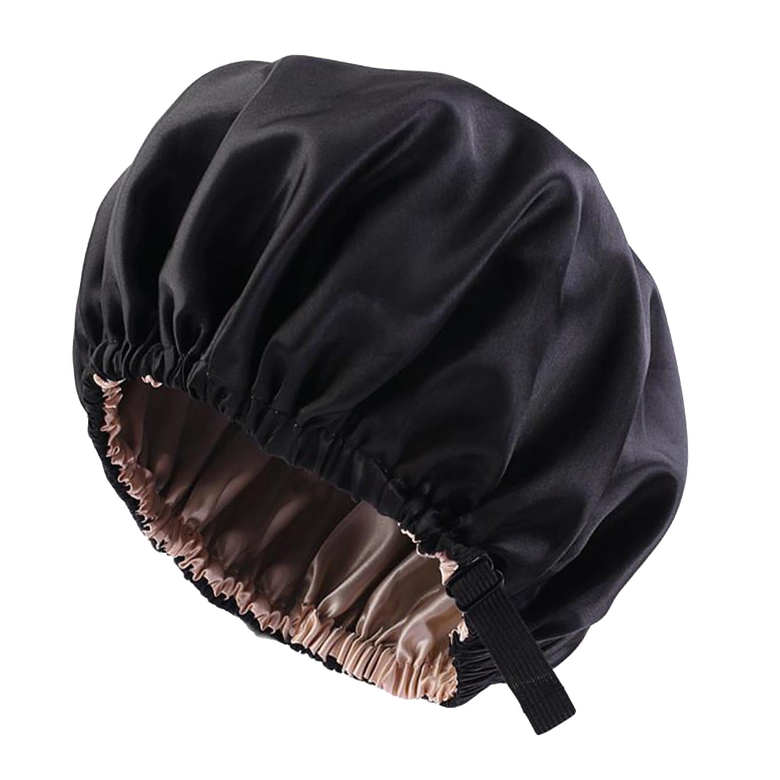 Satin Silk Bonnet Night Sleeping Cap Hat For Curly Natural Hair Black