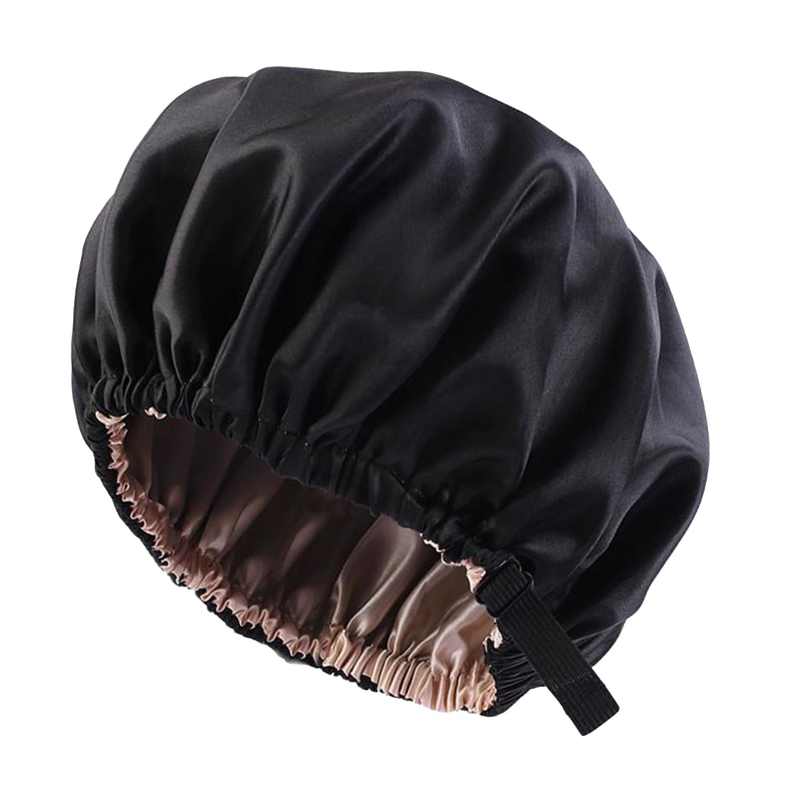 Satin Silk Bonnet Night Sleeping Cap Hat For Curly Natural Hair Black