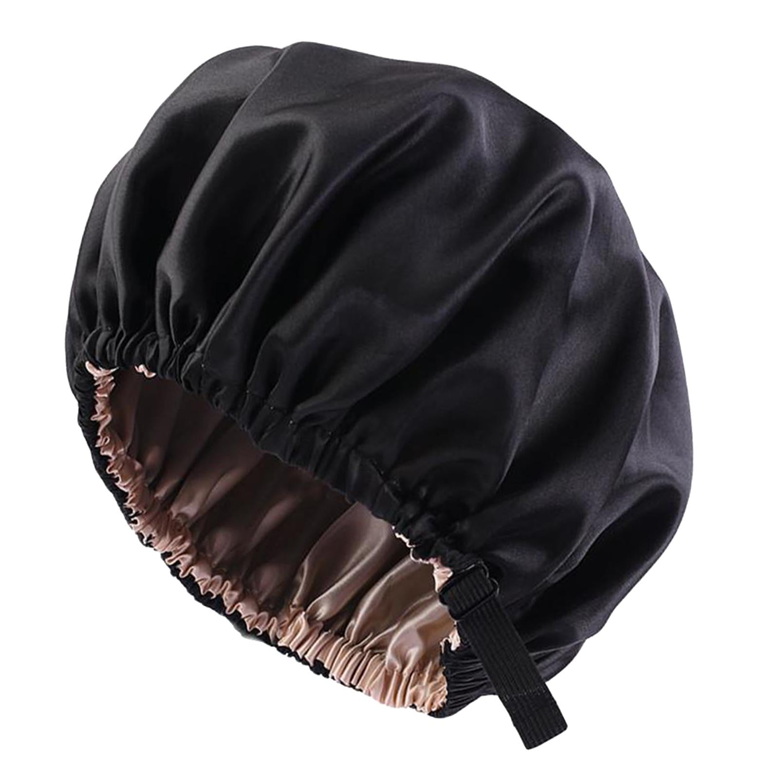 Satin Silk Bonnet Night Sleeping Cap Hat For Curly Natural Hair Black