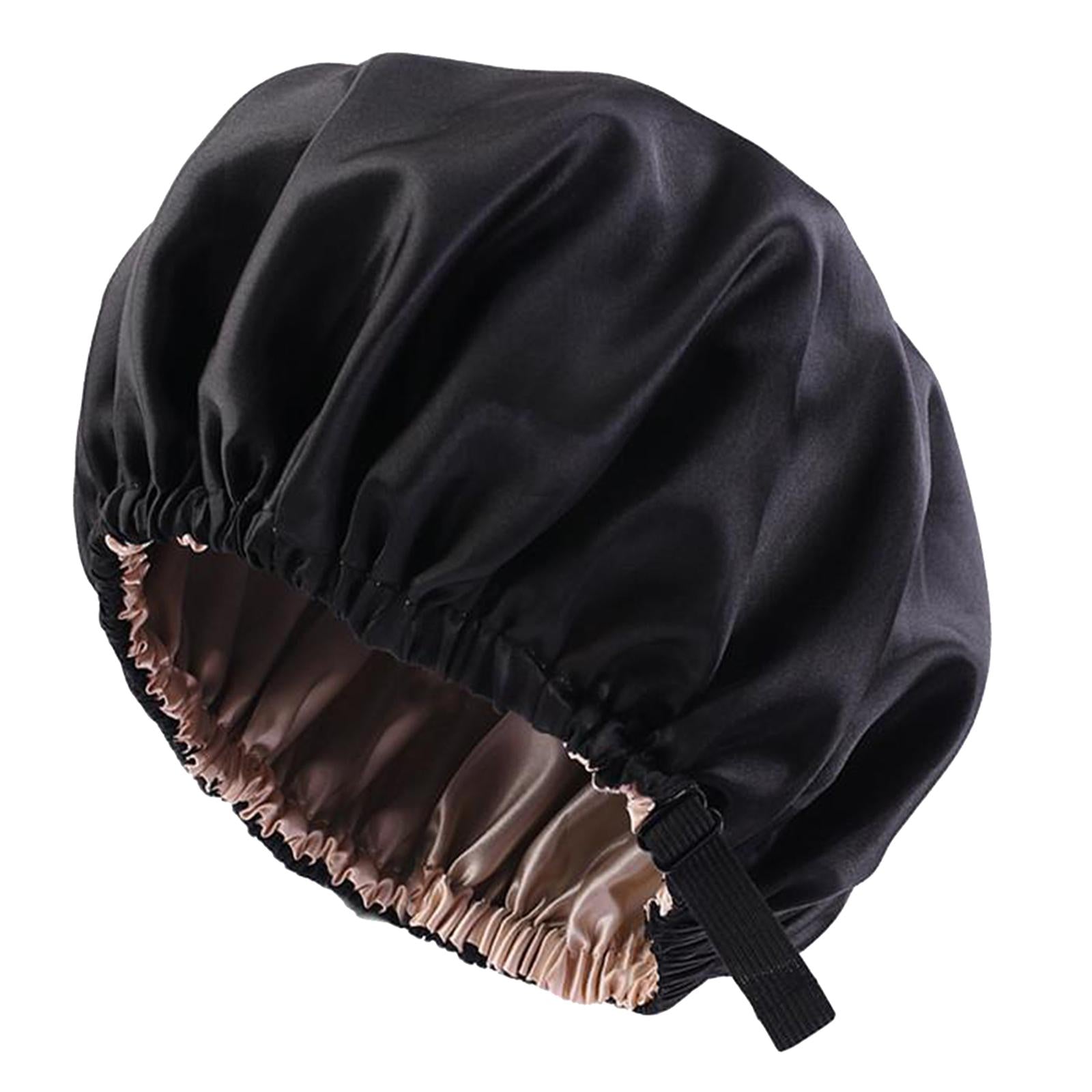 Satin Silk Bonnet Night Sleeping Cap Hat For Curly Natural Hair Black