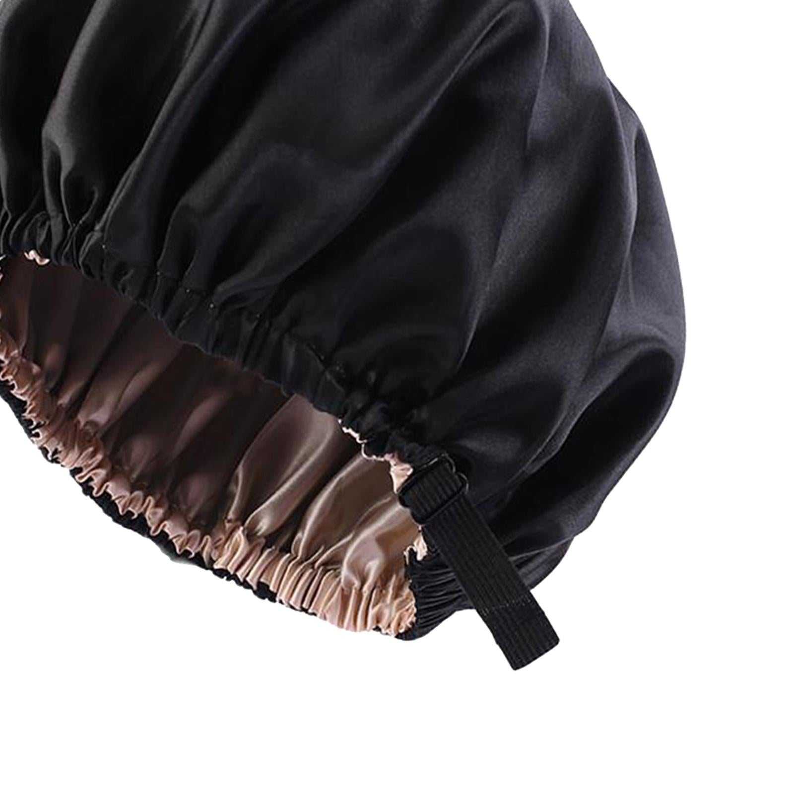Satin Silk Bonnet Night Sleeping Cap Hat For Curly Natural Hair Black