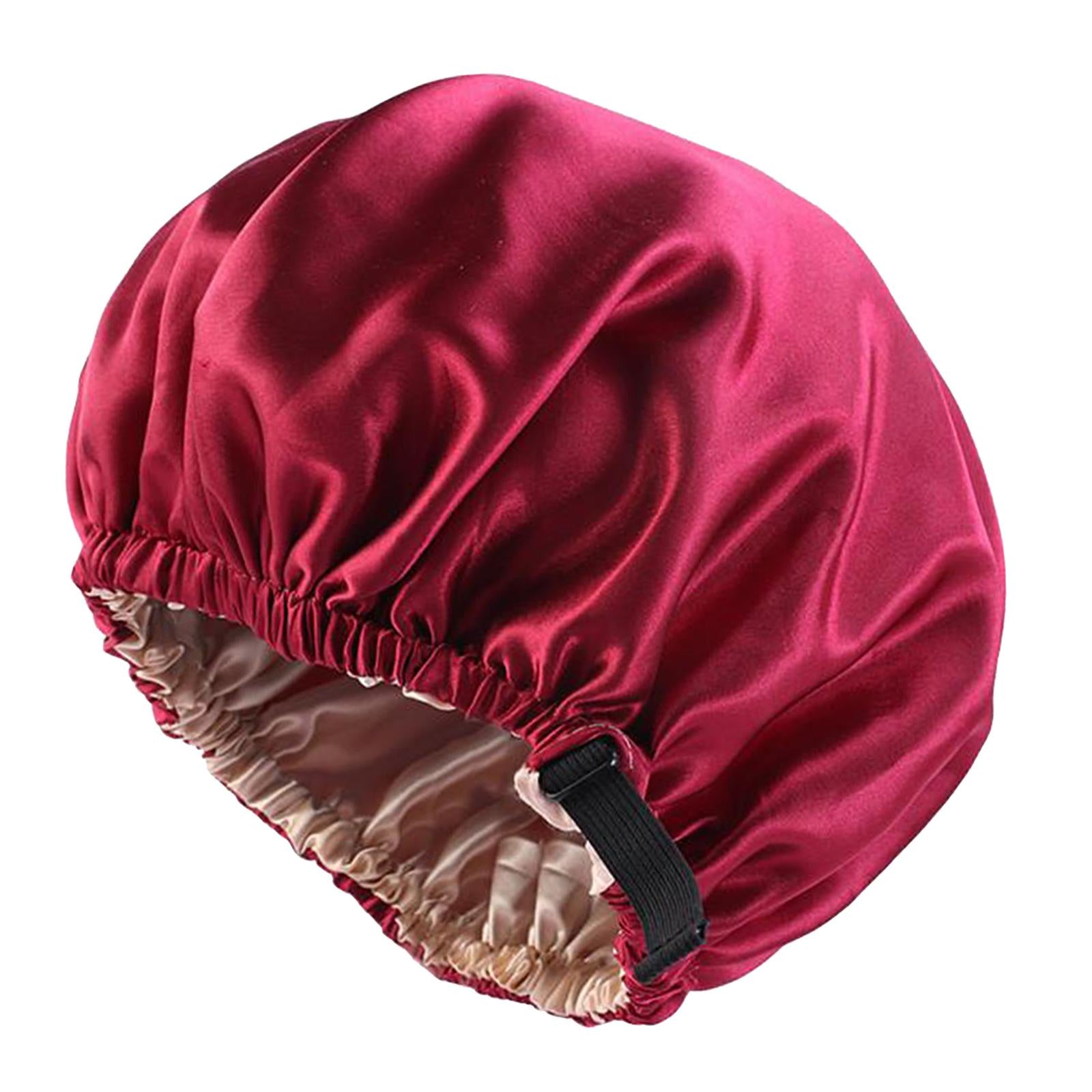 Satin Silk Bonnet Night Sleeping Cap Hat For Curly Natural Hair Wine Red