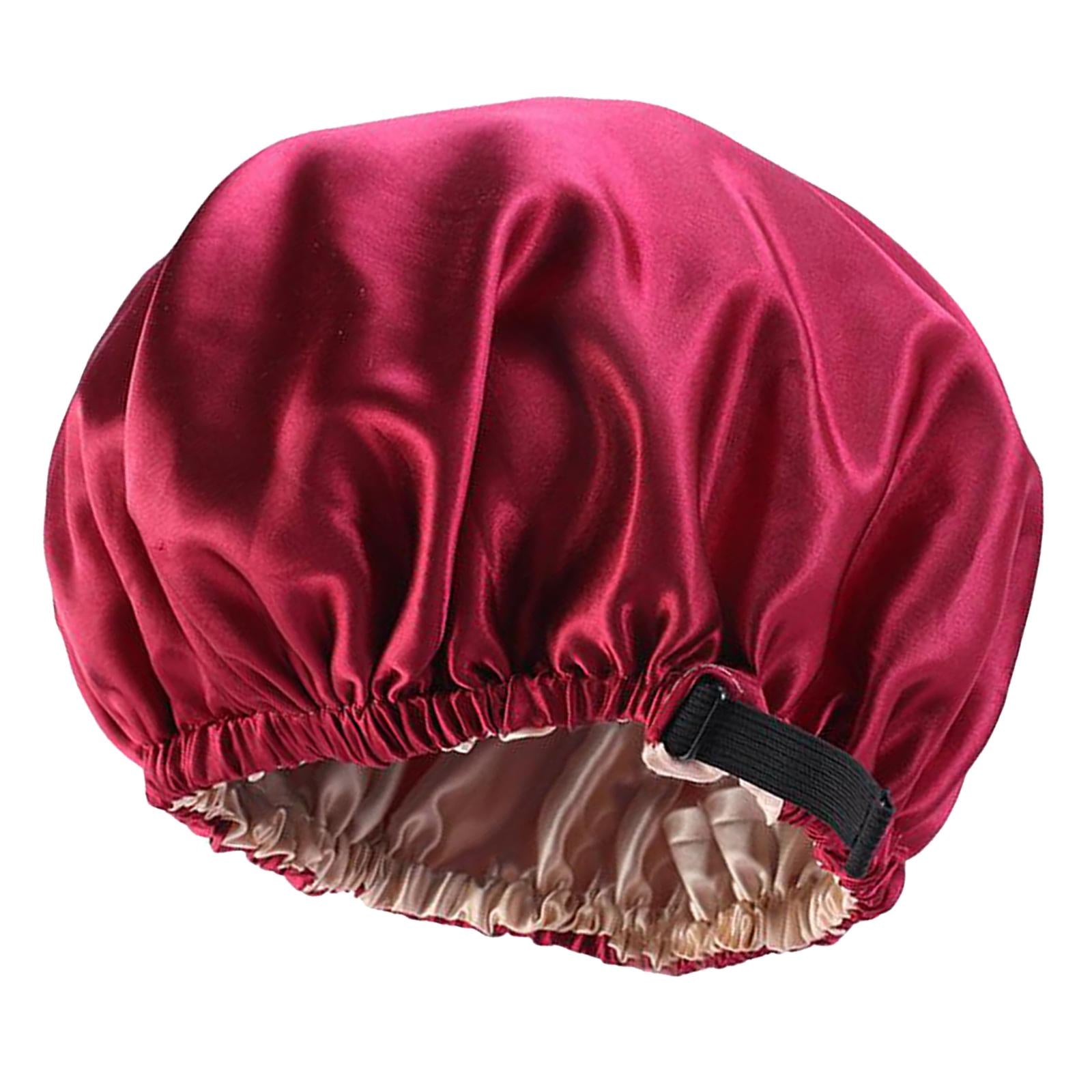 Satin Silk Bonnet Night Sleeping Cap Hat For Curly Natural Hair Wine Red