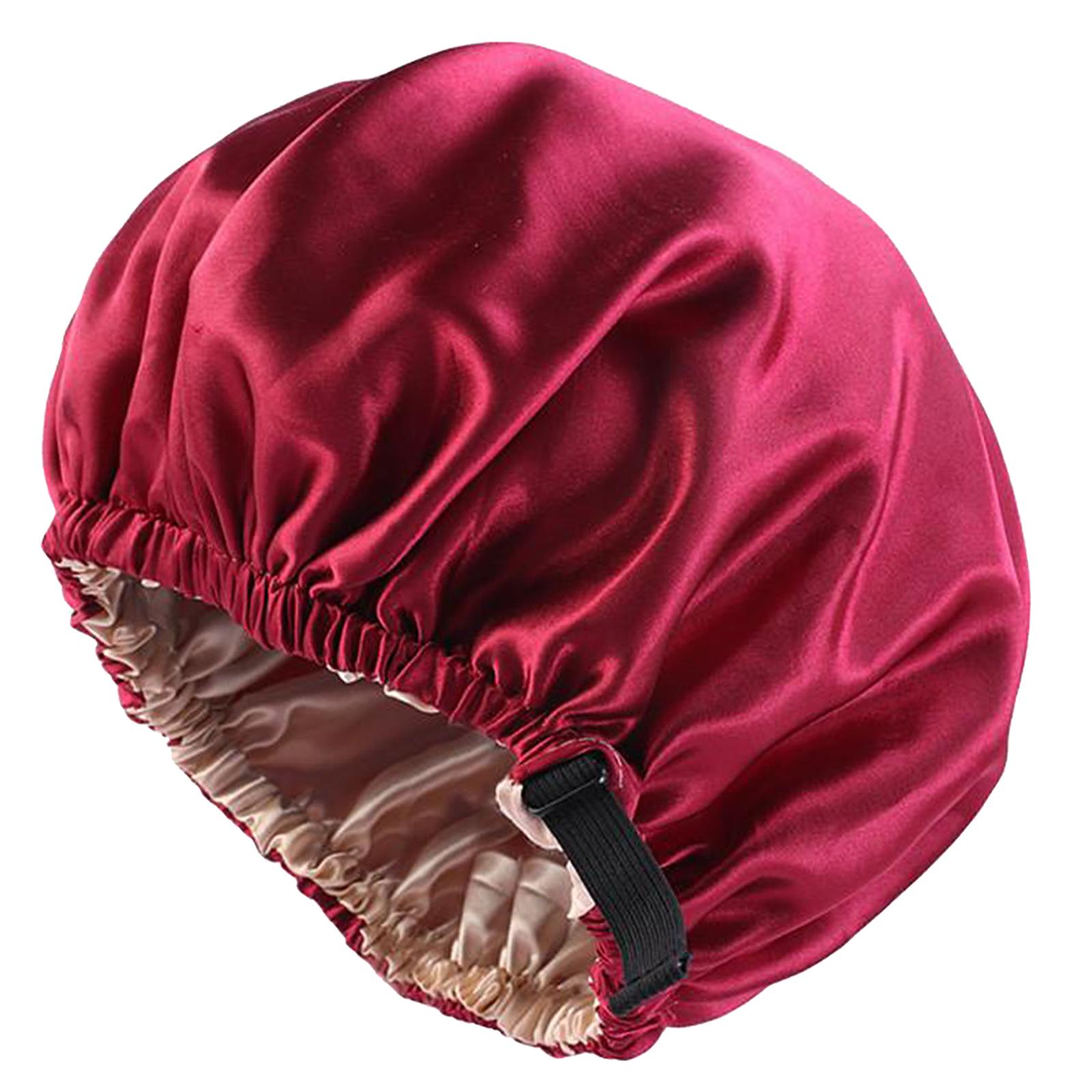 Satin Silk Bonnet Night Sleeping Cap Hat For Curly Natural Hair Wine Red