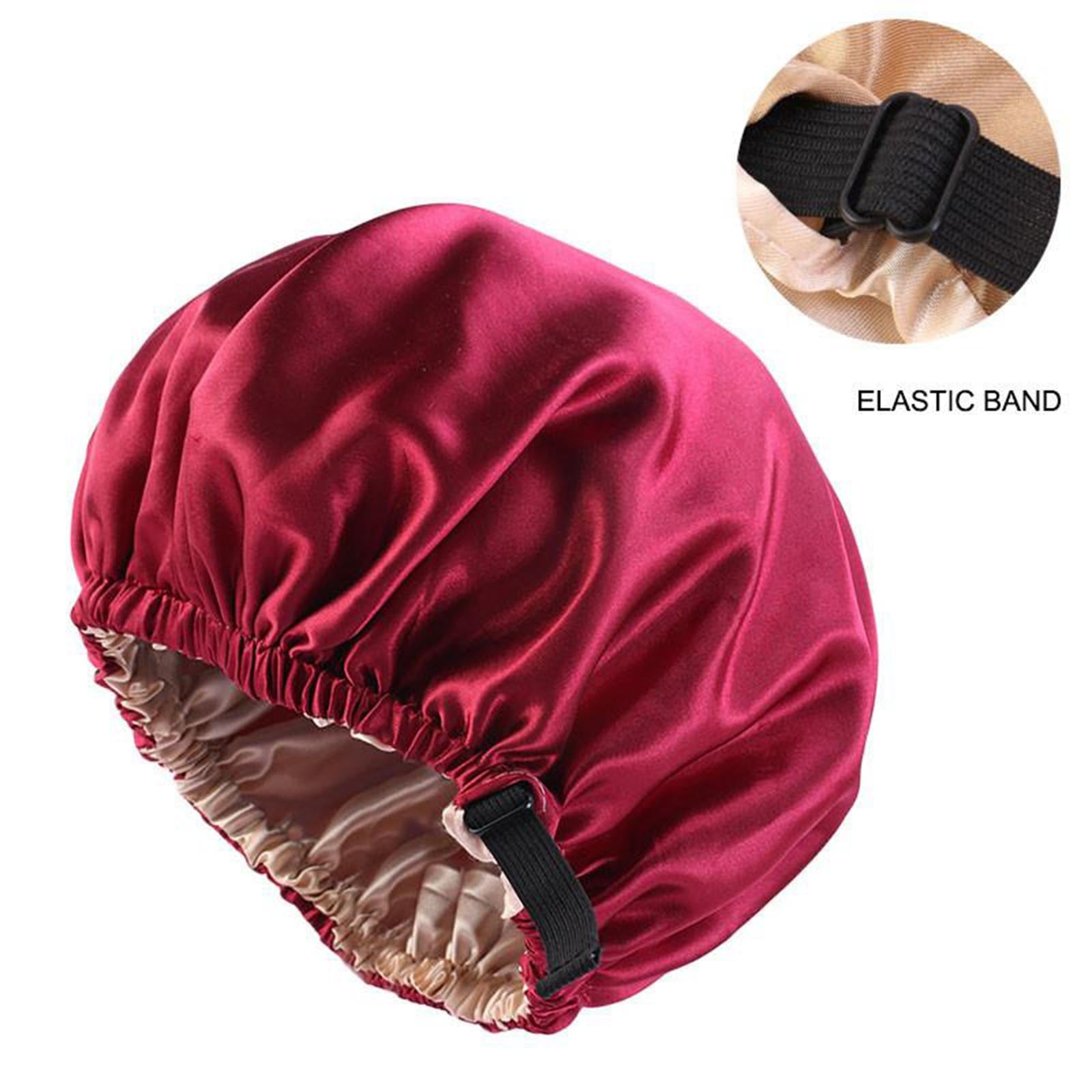 Satin Silk Bonnet Night Sleeping Cap Hat For Curly Natural Hair Wine Red