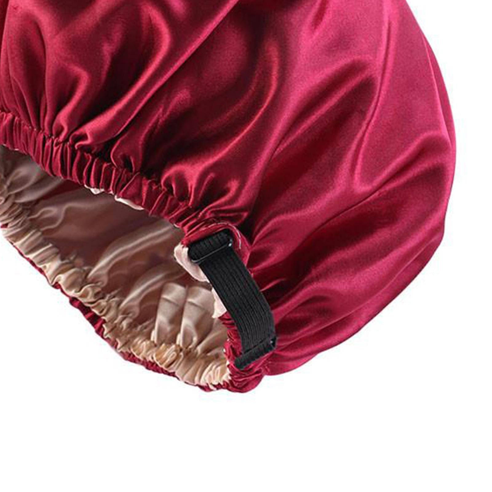 Satin Silk Bonnet Night Sleeping Cap Hat For Curly Natural Hair Wine Red