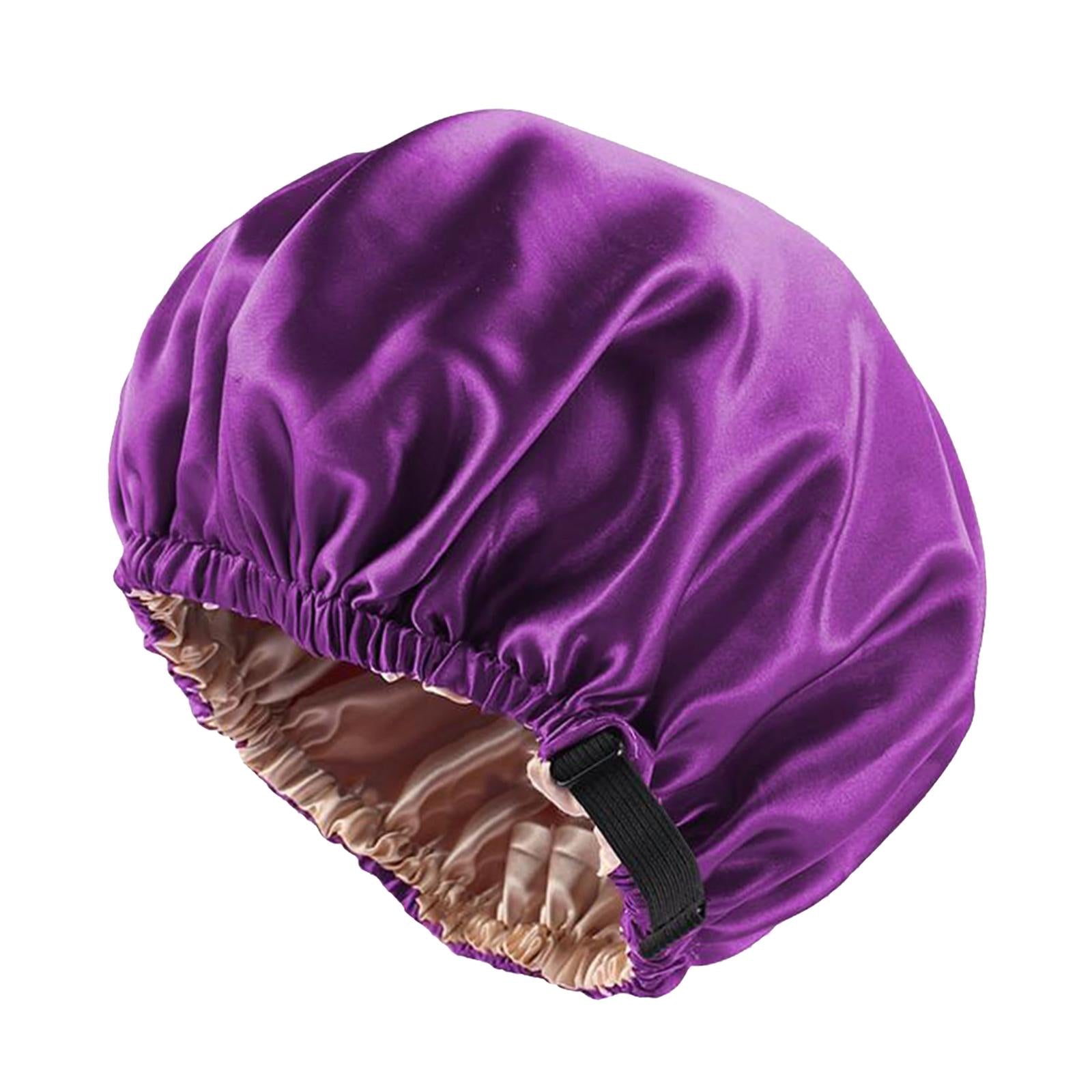 Satin Silk Bonnet Night Sleeping Cap Hat For Curly Natural Hair Purple