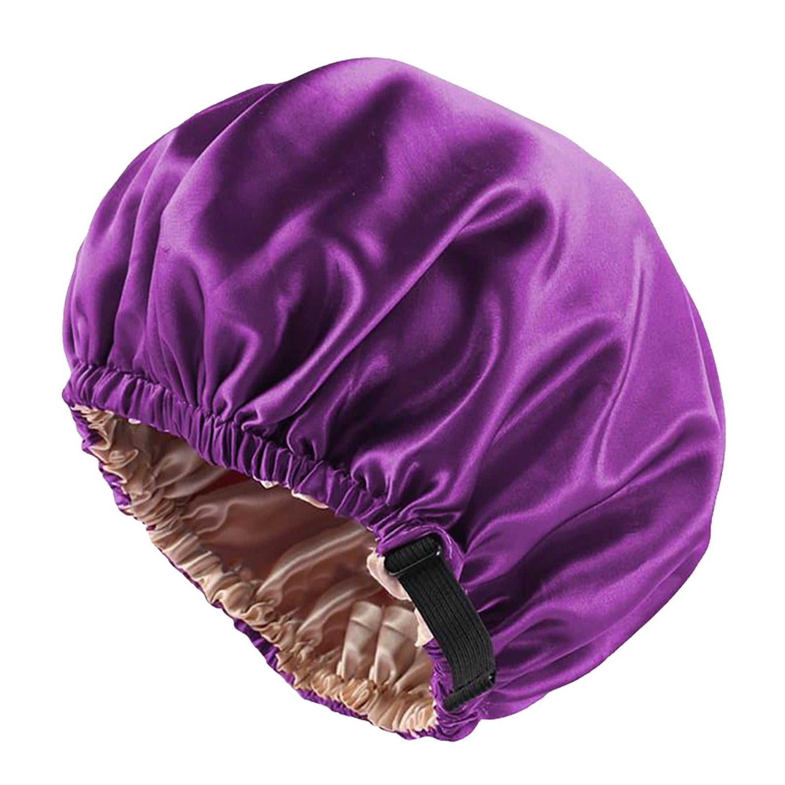 Satin Silk Bonnet Night Sleeping Cap Hat For Curly Natural Hair Purple