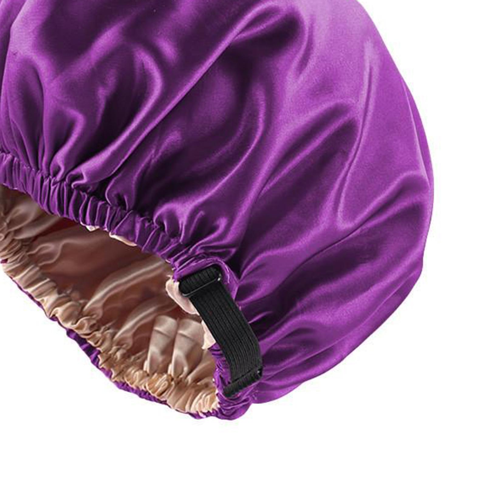 Satin Silk Bonnet Night Sleeping Cap Hat For Curly Natural Hair Purple
