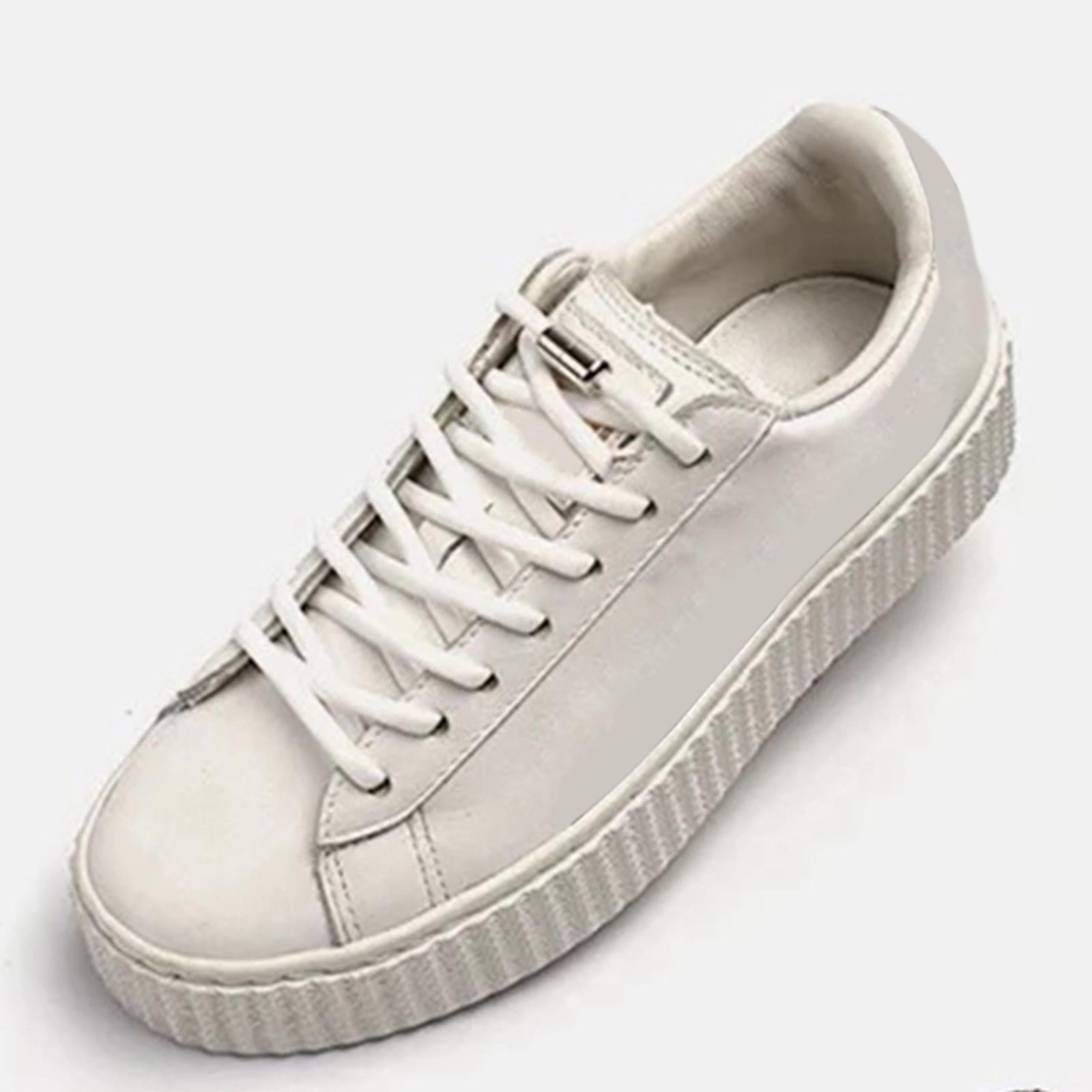 No Tie Shoelaces Elastic Lock Shoes Trainers Lazy Laces White