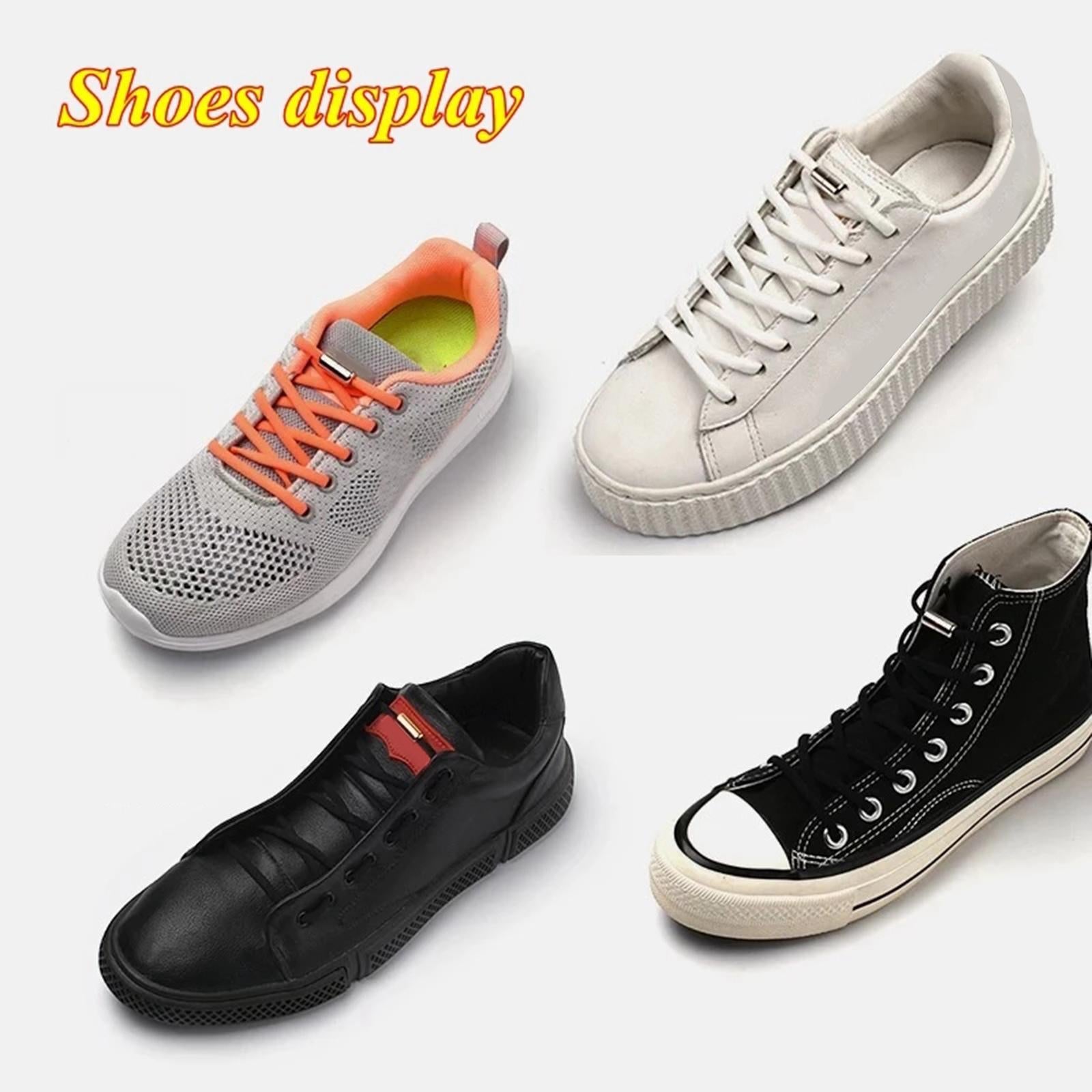 No Tie Shoelaces Elastic Lock Shoes Trainers Lazy Laces White