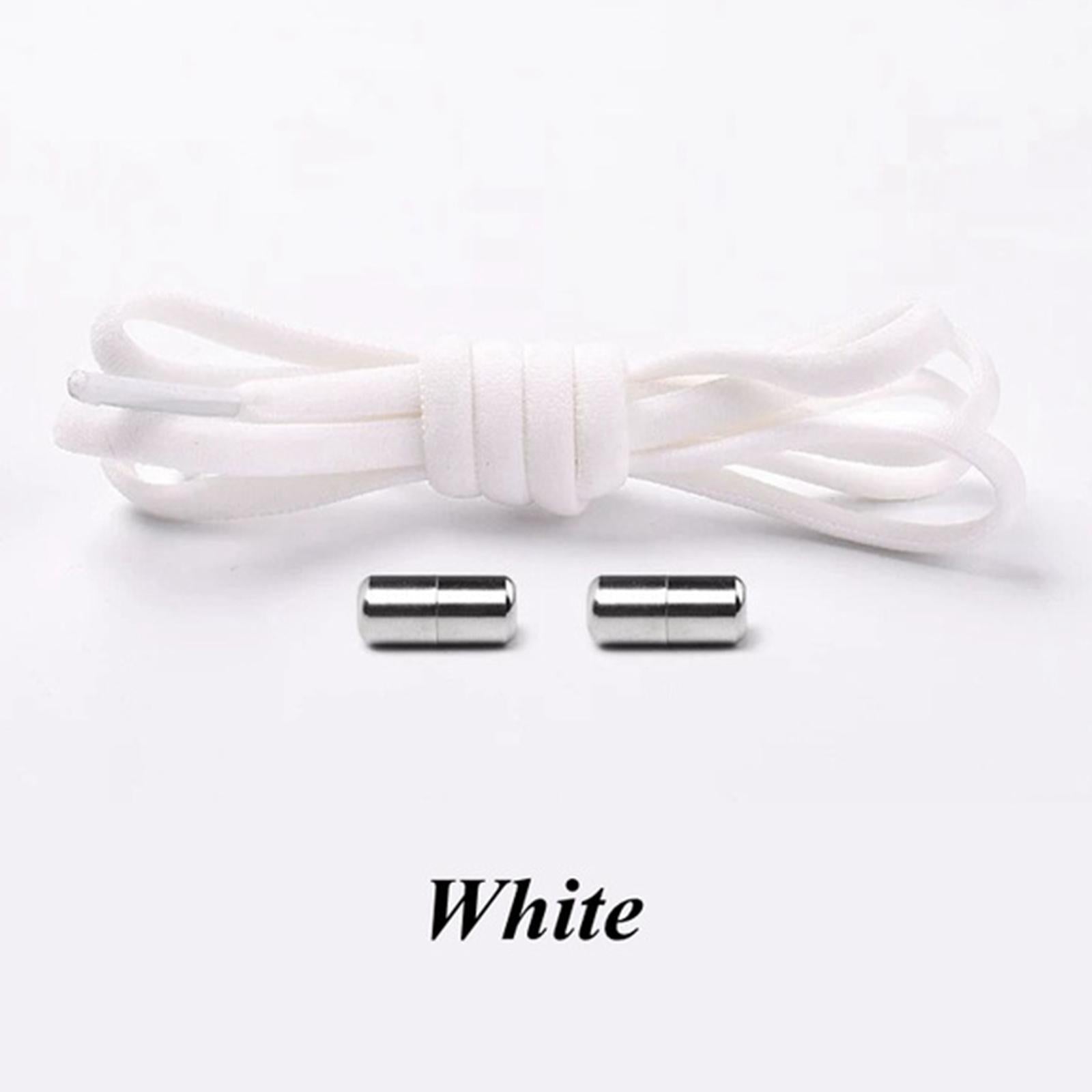 No Tie Shoelaces Elastic Lock Shoes Trainers Lazy Laces White